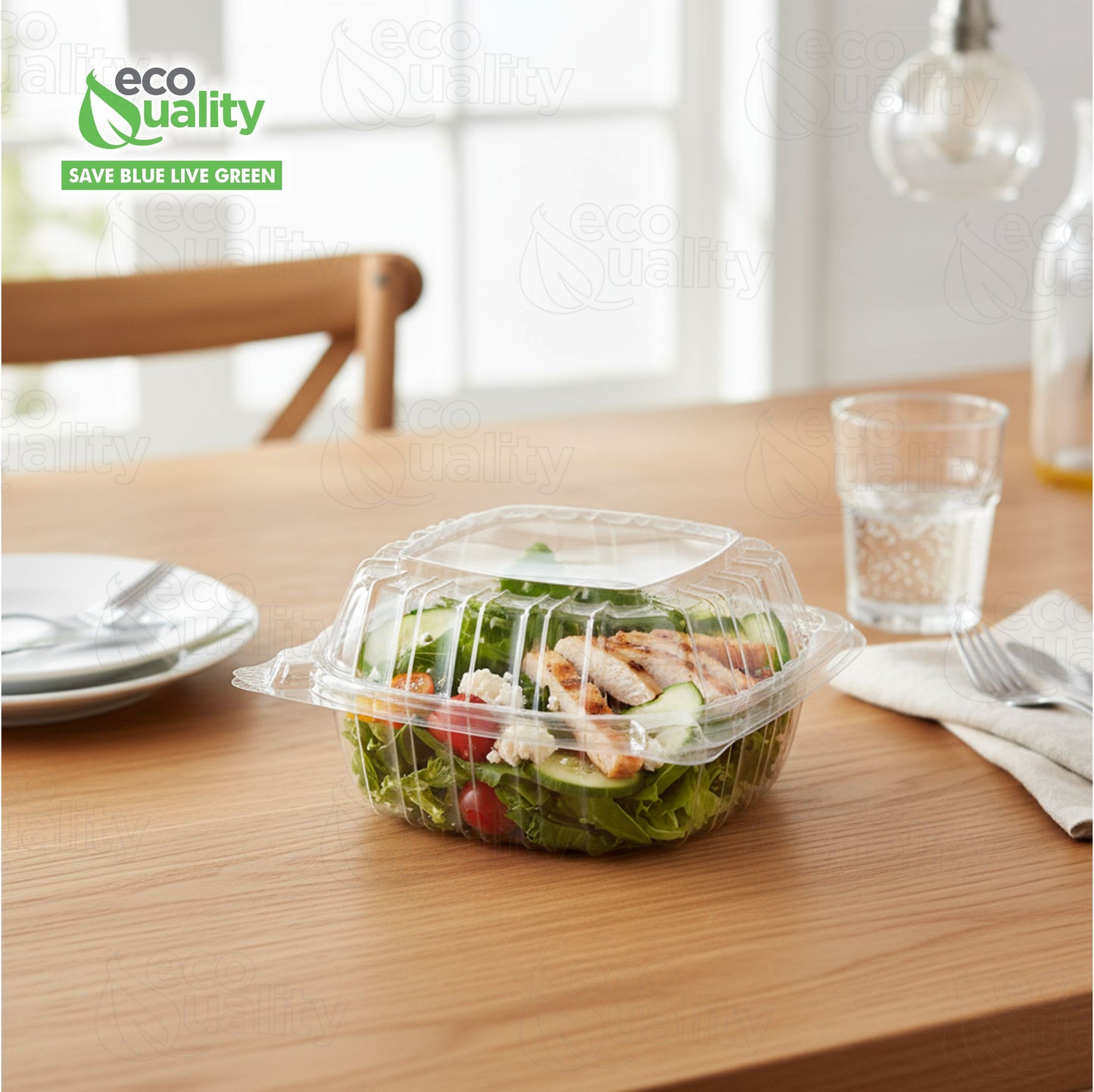 6" x 6" Clear Plastic Clamshell Take Out Food Container