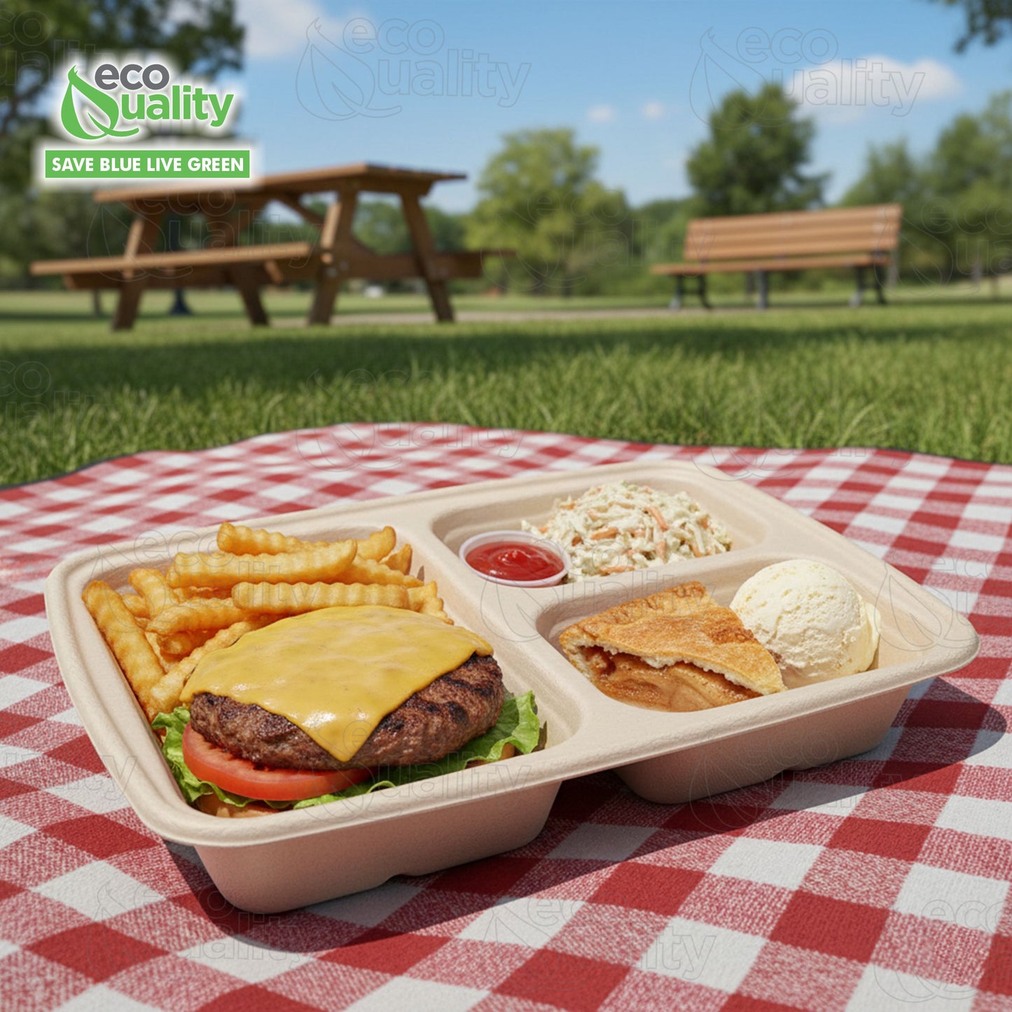 36oz 3 Compartment Compostable Food Storage Container