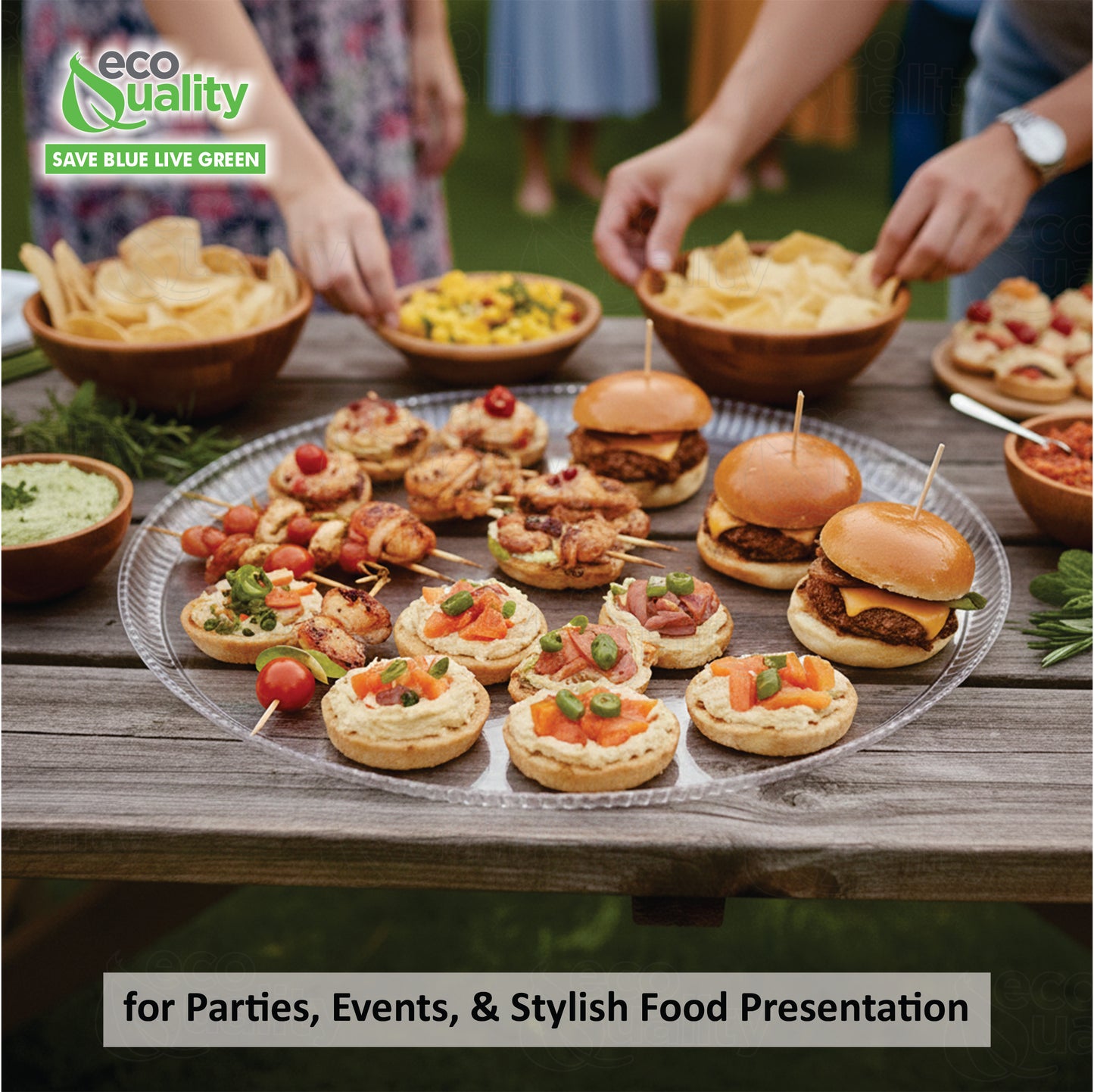 Ridged Clear Round Plastic Tray – Durable Serving Trays for Catering