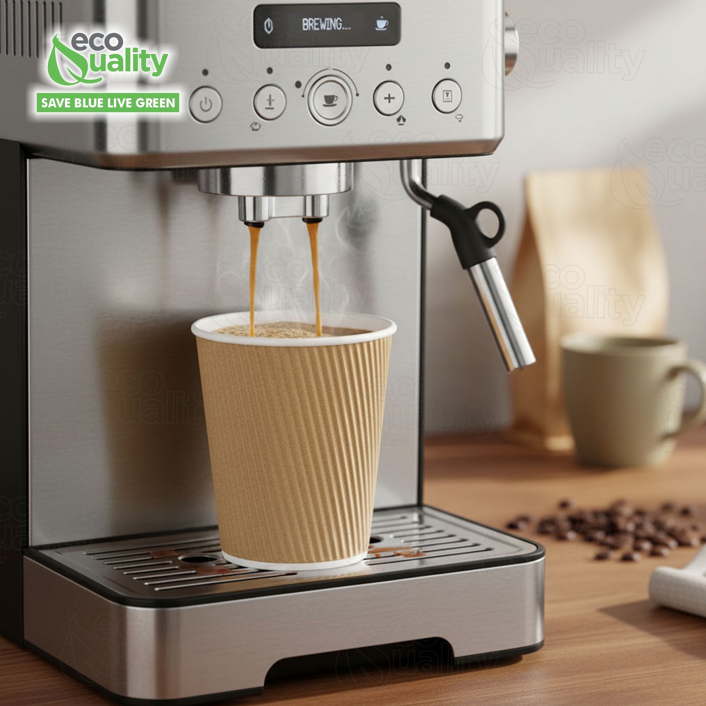8oz Disposable Insulated Double Wall Ripple Paper Hot Cold Coffee Cup