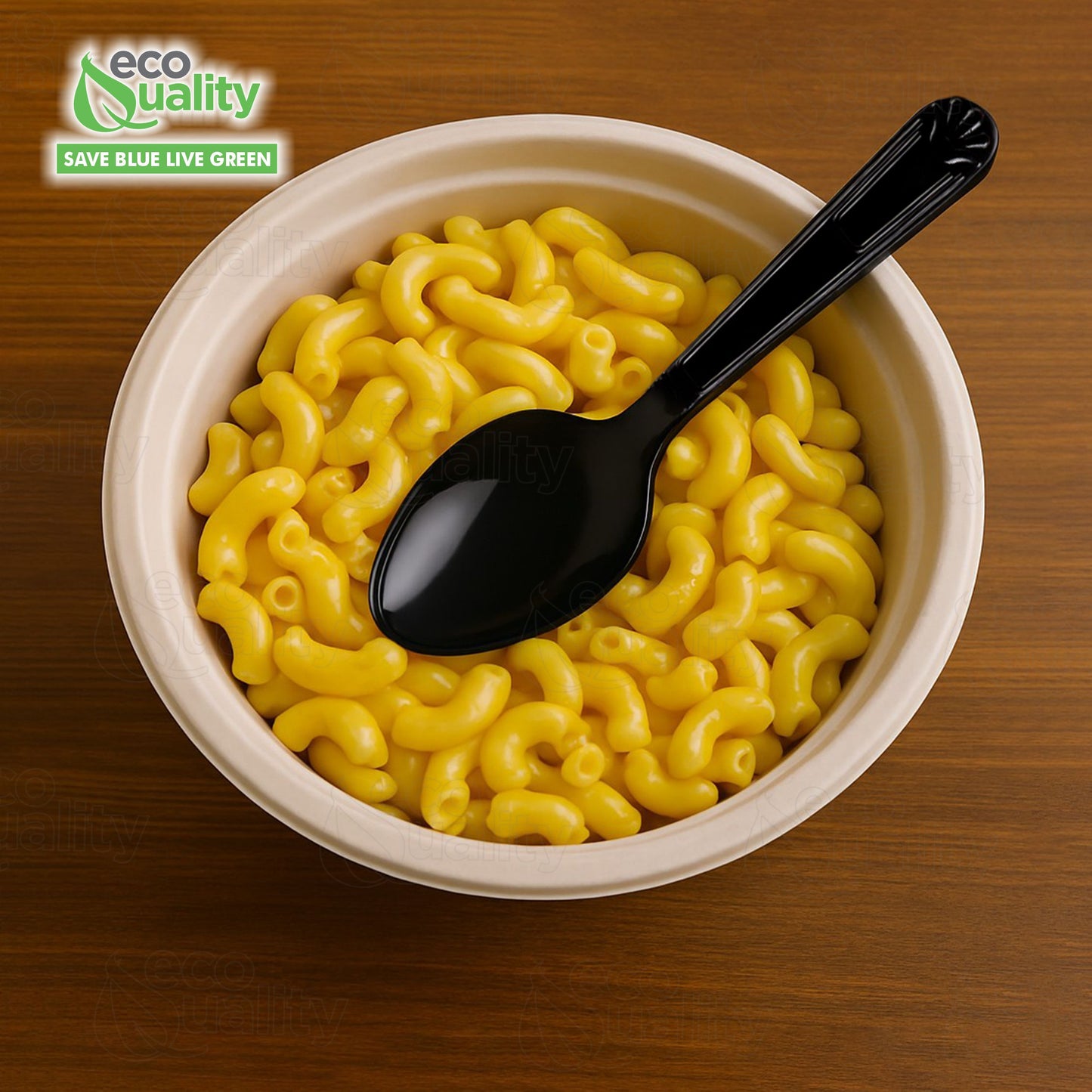 Disposable Plastic Heavy Weight Spoons Black/White Unwrapped
