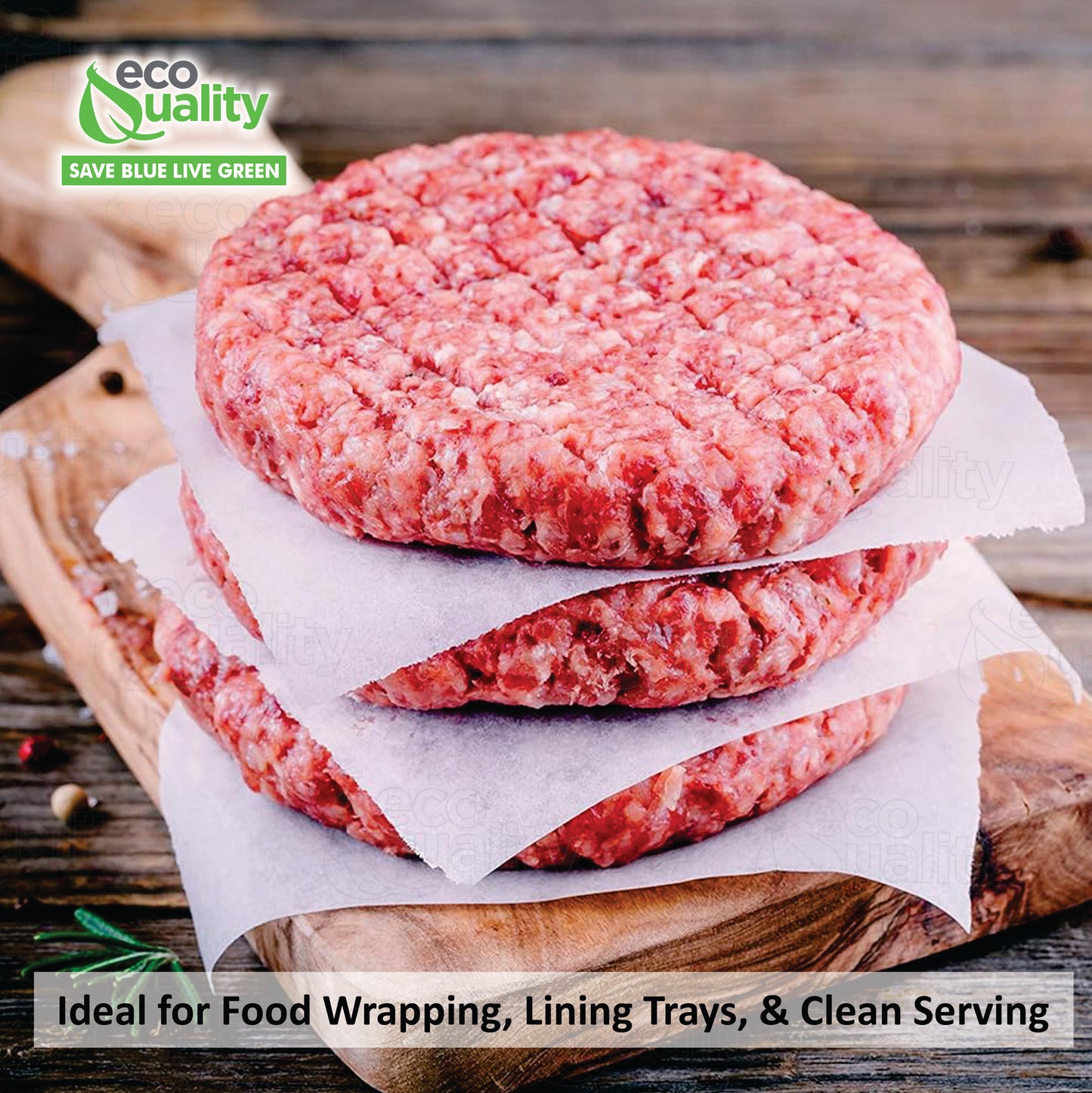 Burger Patty Liner Paper 5.5 x 5.5 Inches - Square Patty Papers, Baking Parchment Hamburger Patty Papers, Cookies and more!