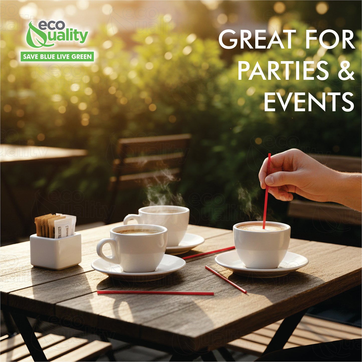 Compostable Plastic Stirrer, Bio Degradable, Eco Friendly, Sip Stirrer, Bar Stirrer, Sip Straw, For Coffee, Cocktail, Latte and Tea - Red