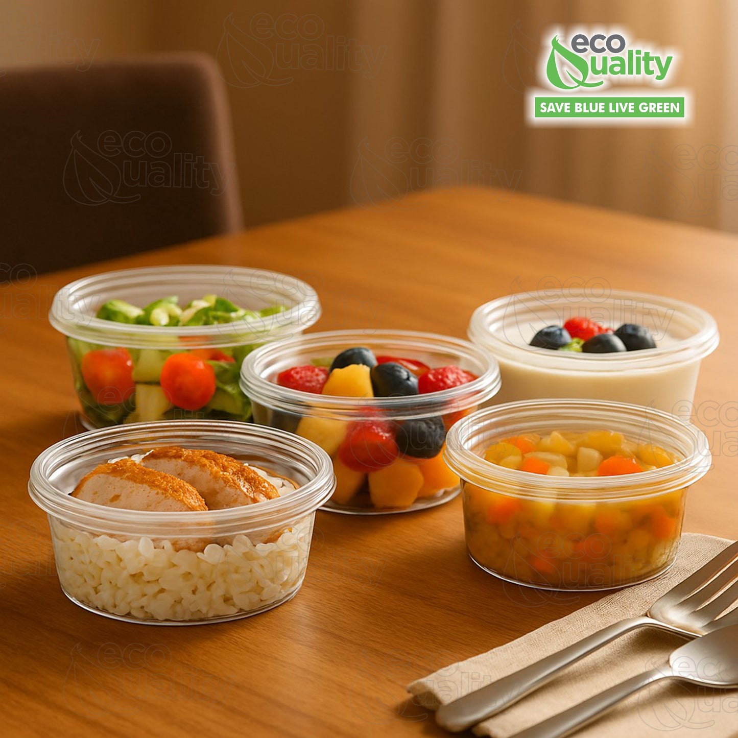 Round Plastic Deli Food Storage Containers with Lids Translucent Clear (8oz, 16oz, 32oz)