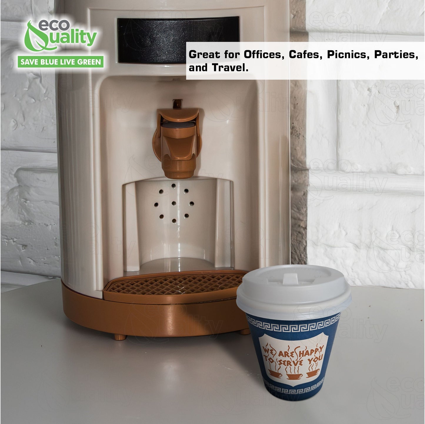 New York Greek Style Insulated Paper Hot Cold Cups with White Dome Lids