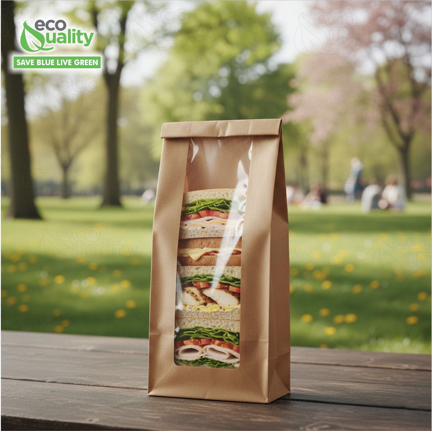 Brown Kraft Bakery Bag with Clear Window 8.7 x 4.7 inches for Cookies, Pastries, Sandwich, Nuts - Grease Resistant