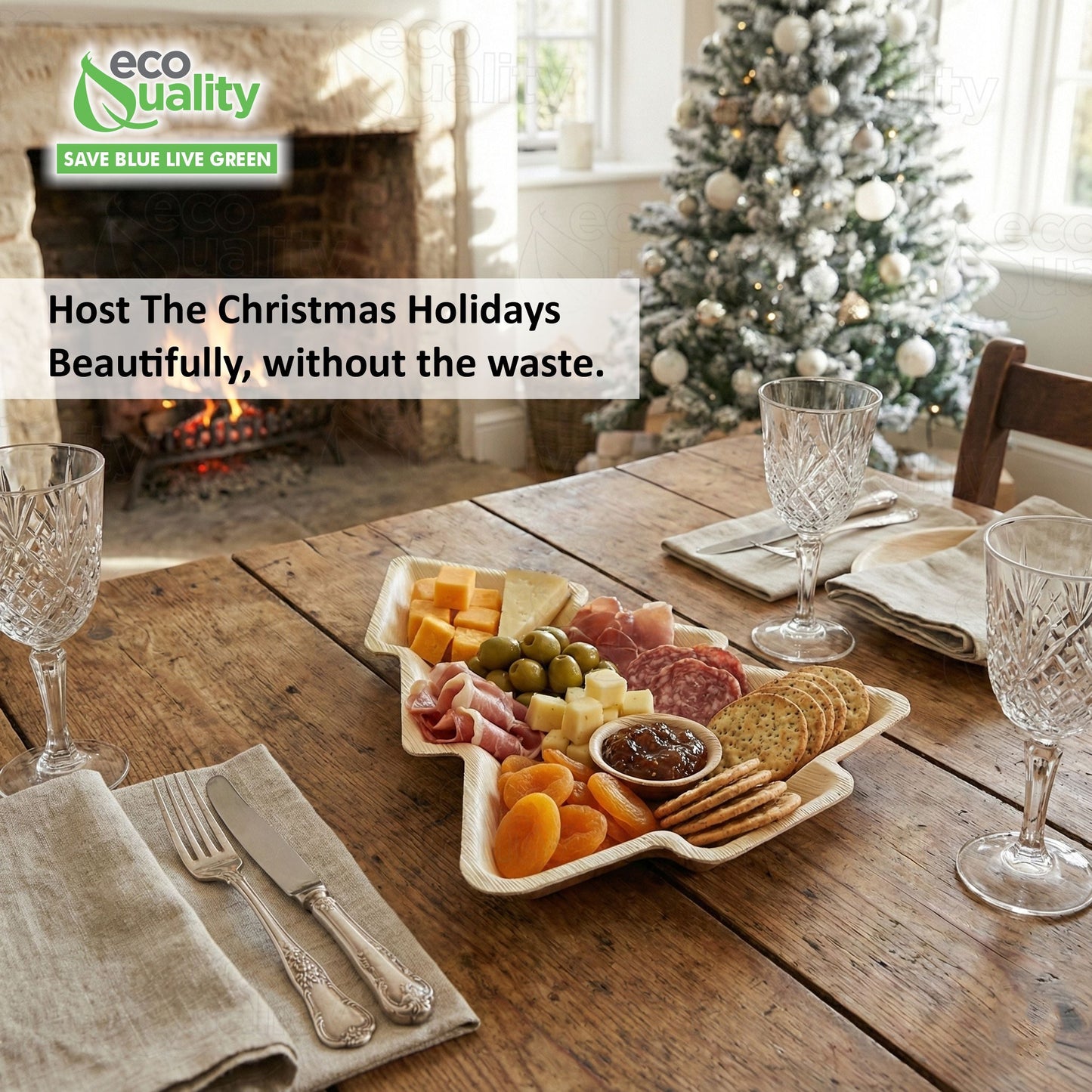Christmas tree shaped palm leaf plates eco friendly disposable dinnerware