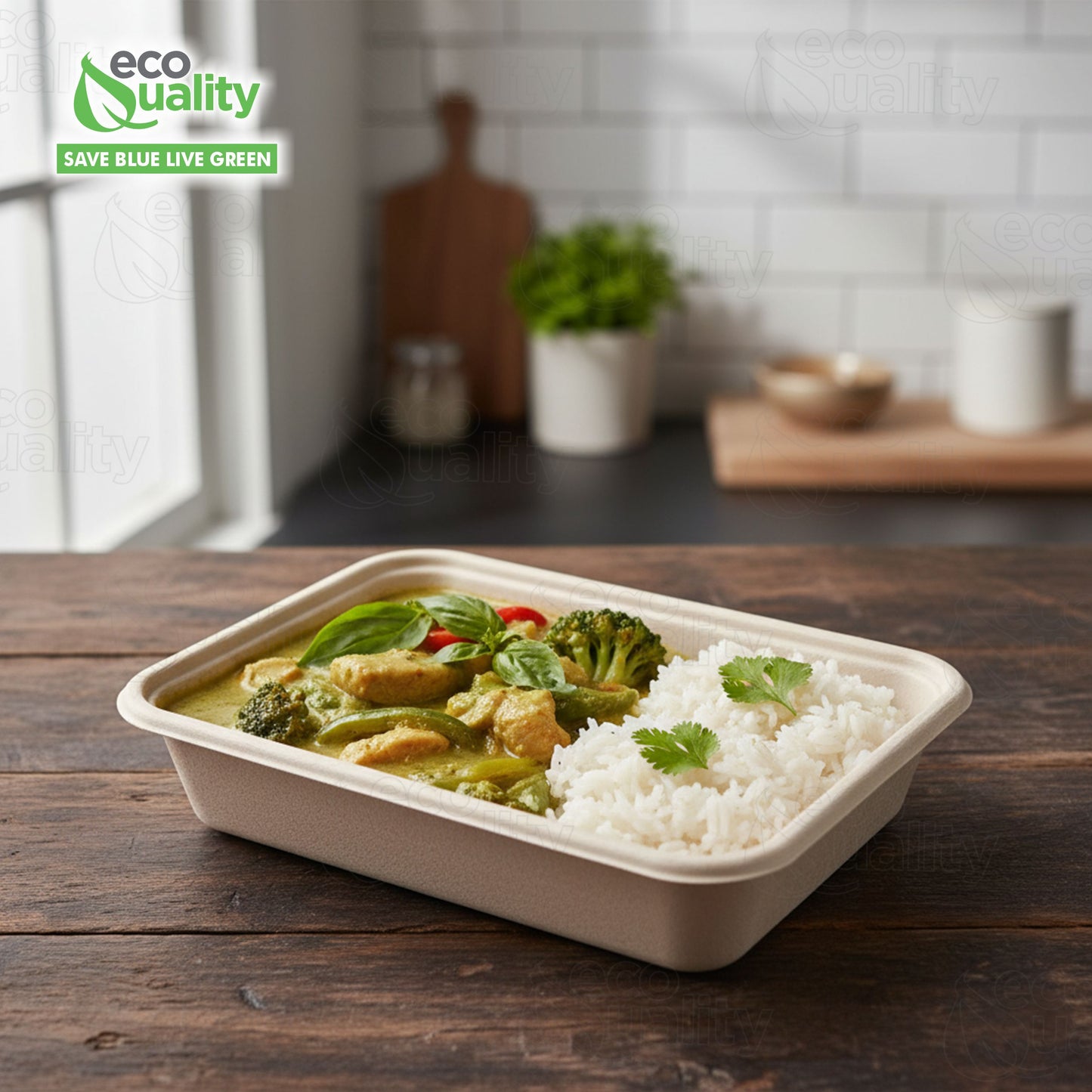 Compostable Rectangular Food Containers with Lids