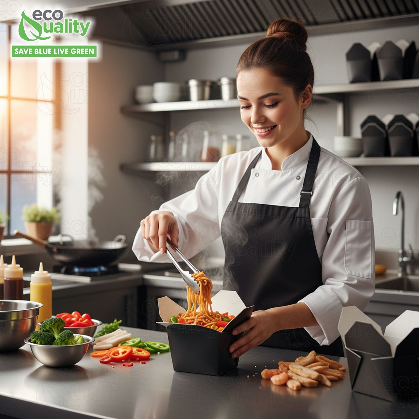 #1 Black Paper Take Out Food Containers with Closeable Lid