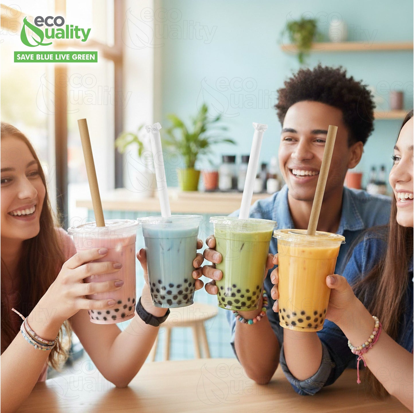 Wrapped Kraft Paper Smoothie Straws 0.3 Inch Wide, Biodegradable Brown Jumbo Durable Drinking Straws, Smoothies, Bubble Tea, Boba, Meal Prep, Shakes