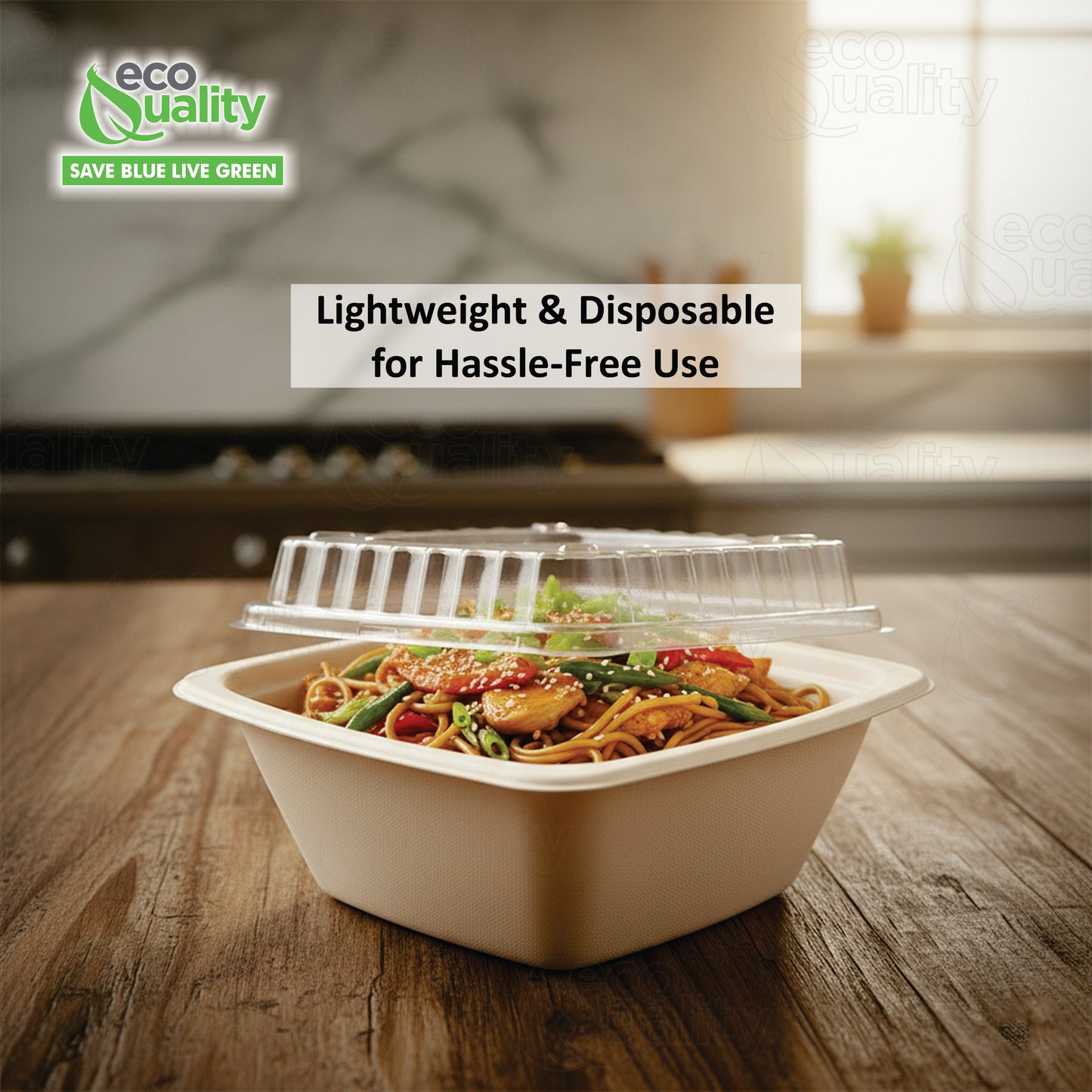 Eco Friendly Disposable Square Bowls Compostable Container with Dome Lids