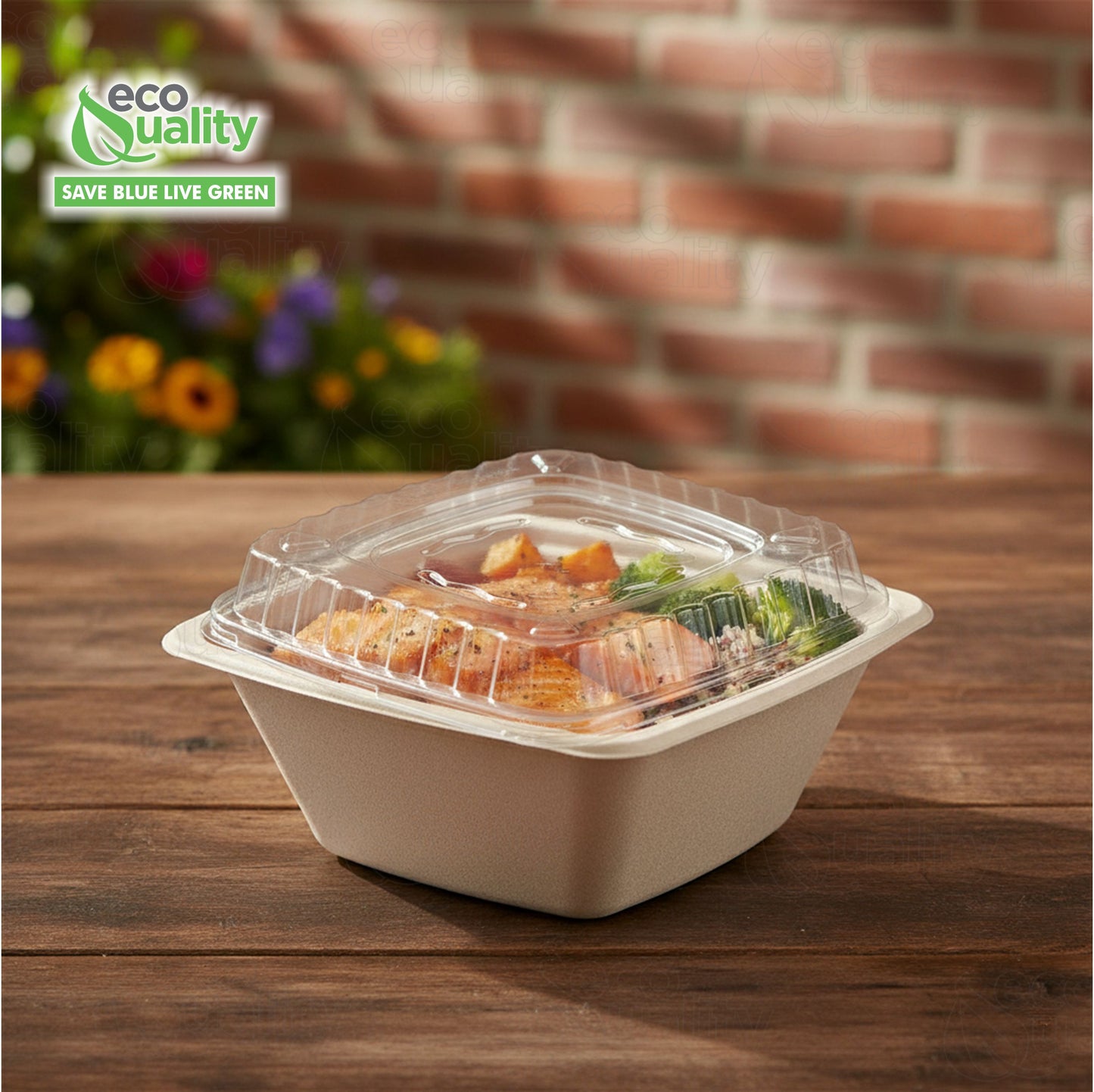 Eco Friendly Disposable Square Bowls Compostable Container with Dome Lids