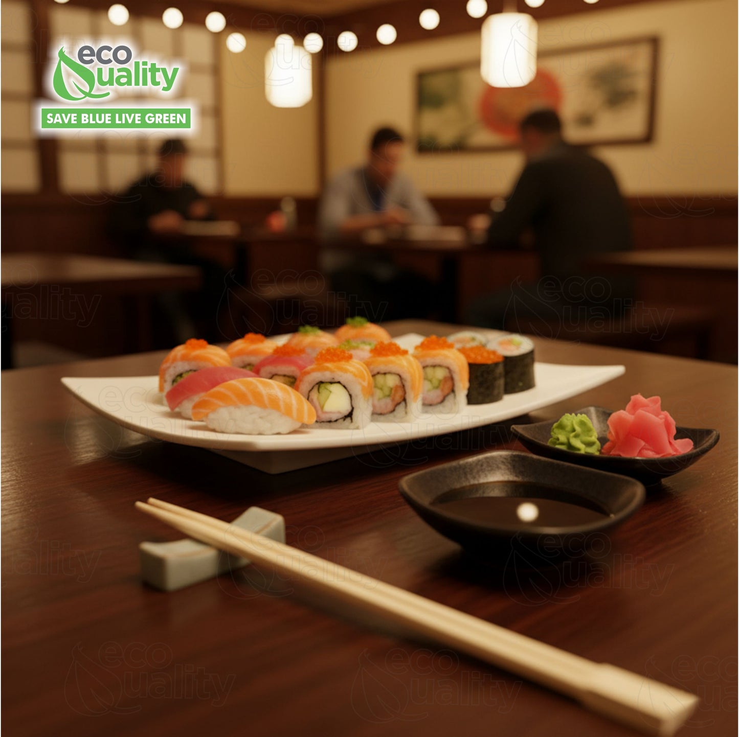 9 Inch Premium Paper Wrapped Disposable Bamboo Chopsticks - Japanese Disposable Chopsticks Bulk Certified Quality by EcoQuality