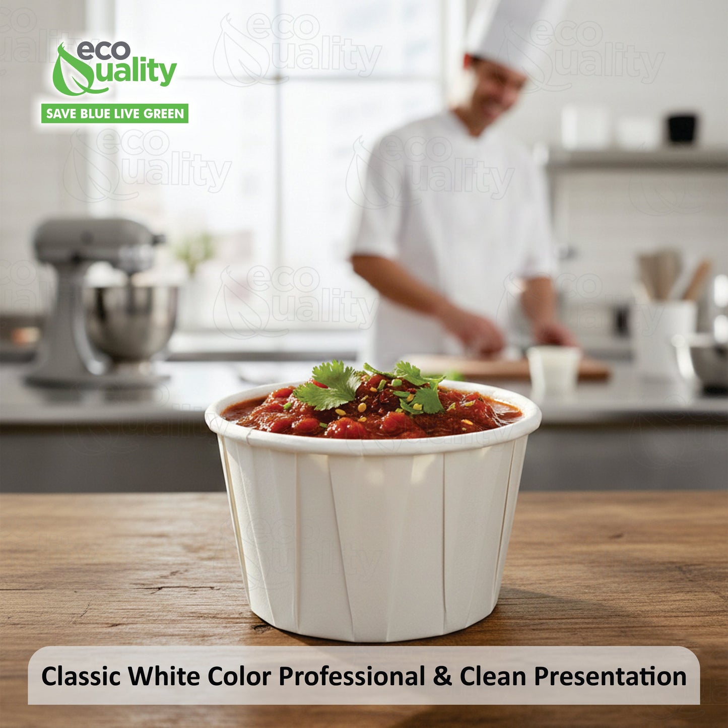 Disposable White Paper Souffle Cup with Rolled Rim