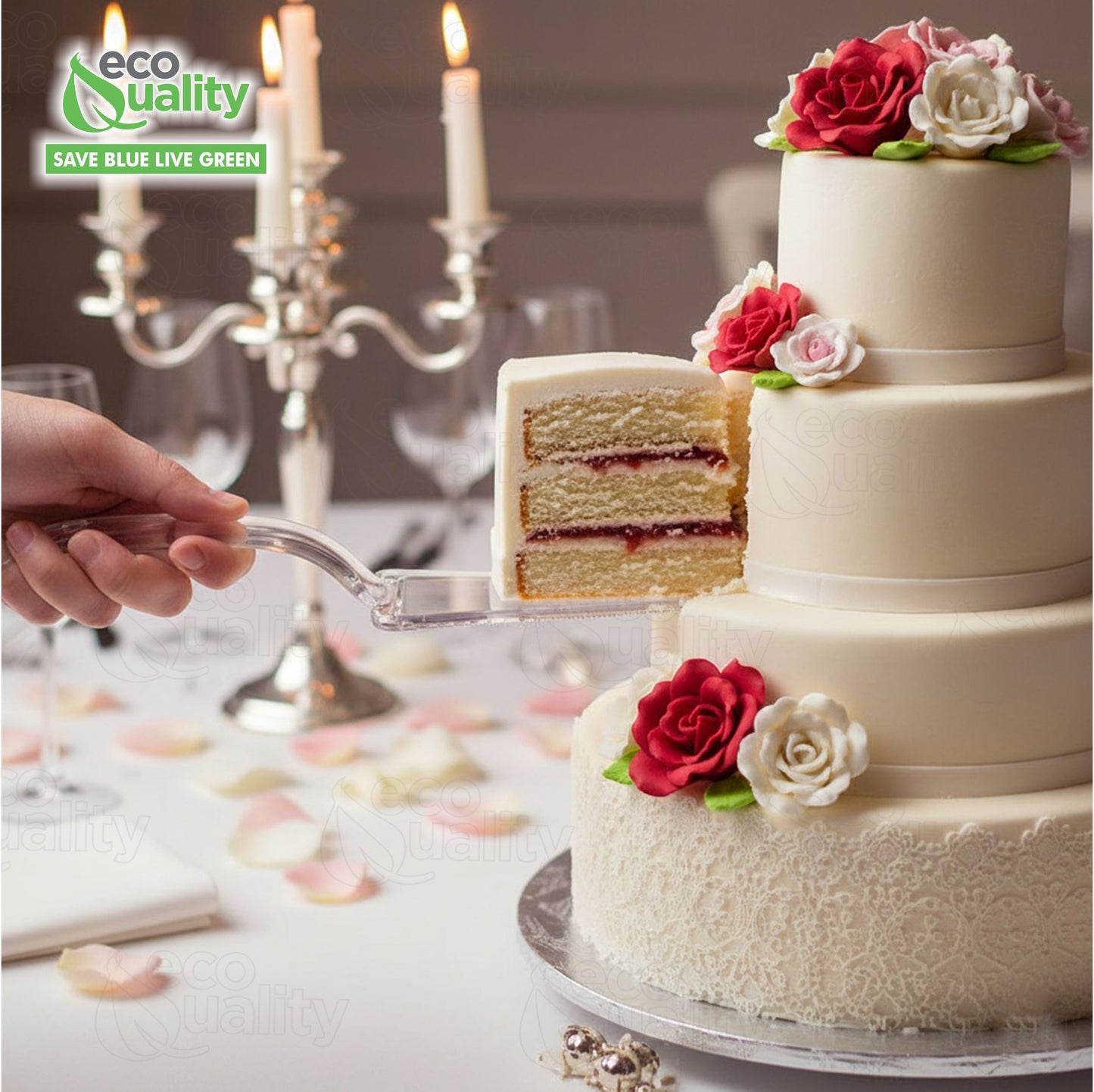 10" Clear Disposable Plastic Cake Servers - Cake Lifter