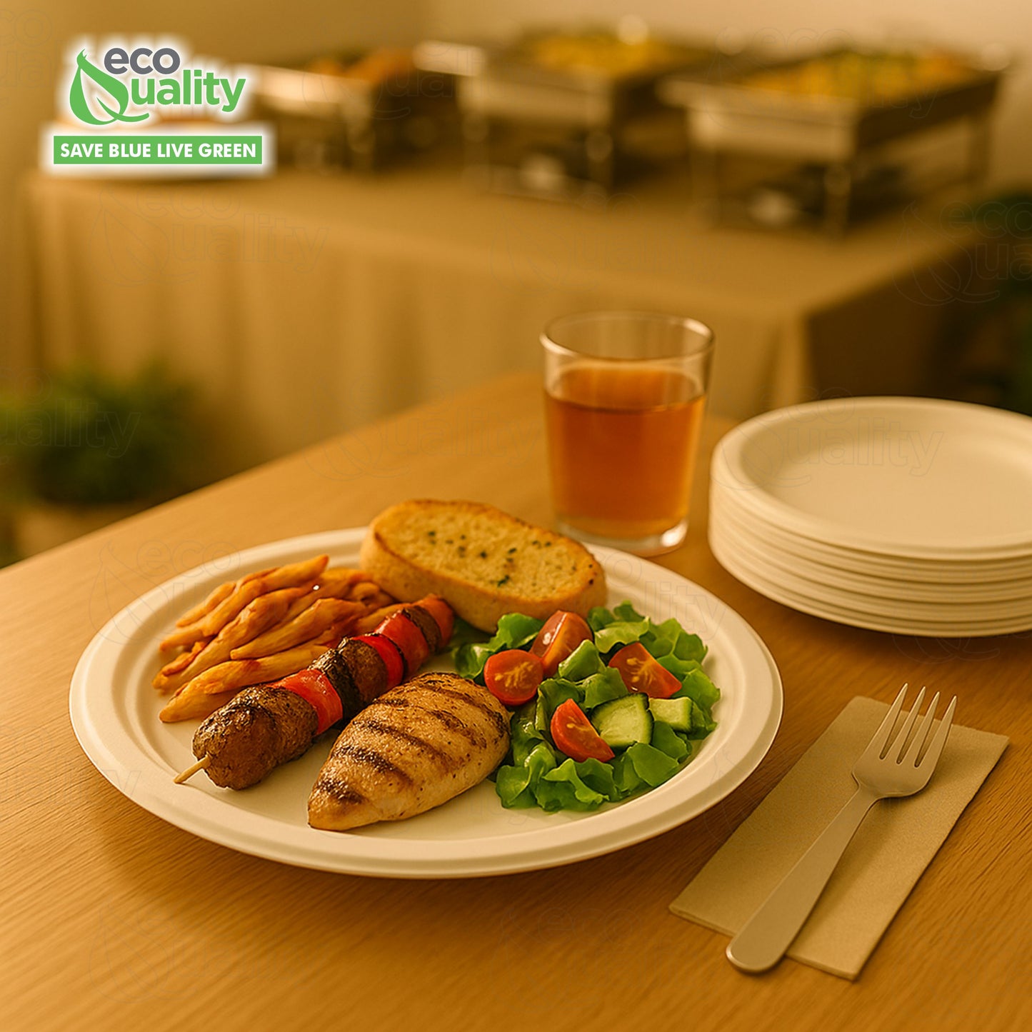 10 Inch Round White Compostable Fiber Plates