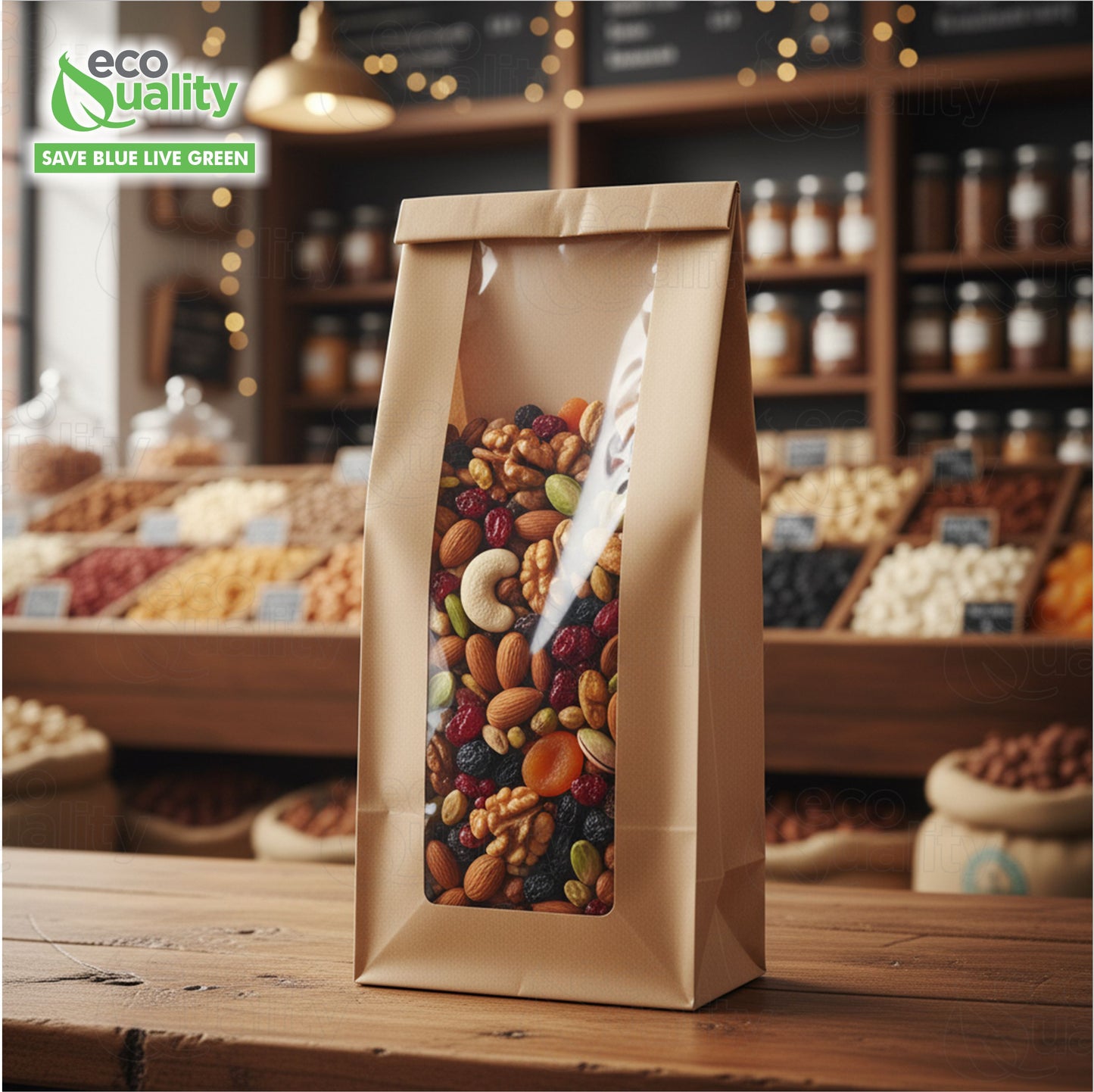 Brown Kraft Bakery Bag with Clear Window 11 x 7.1 inches for Cookies, Pastries, Sandwich, Nuts - Grease Resistant