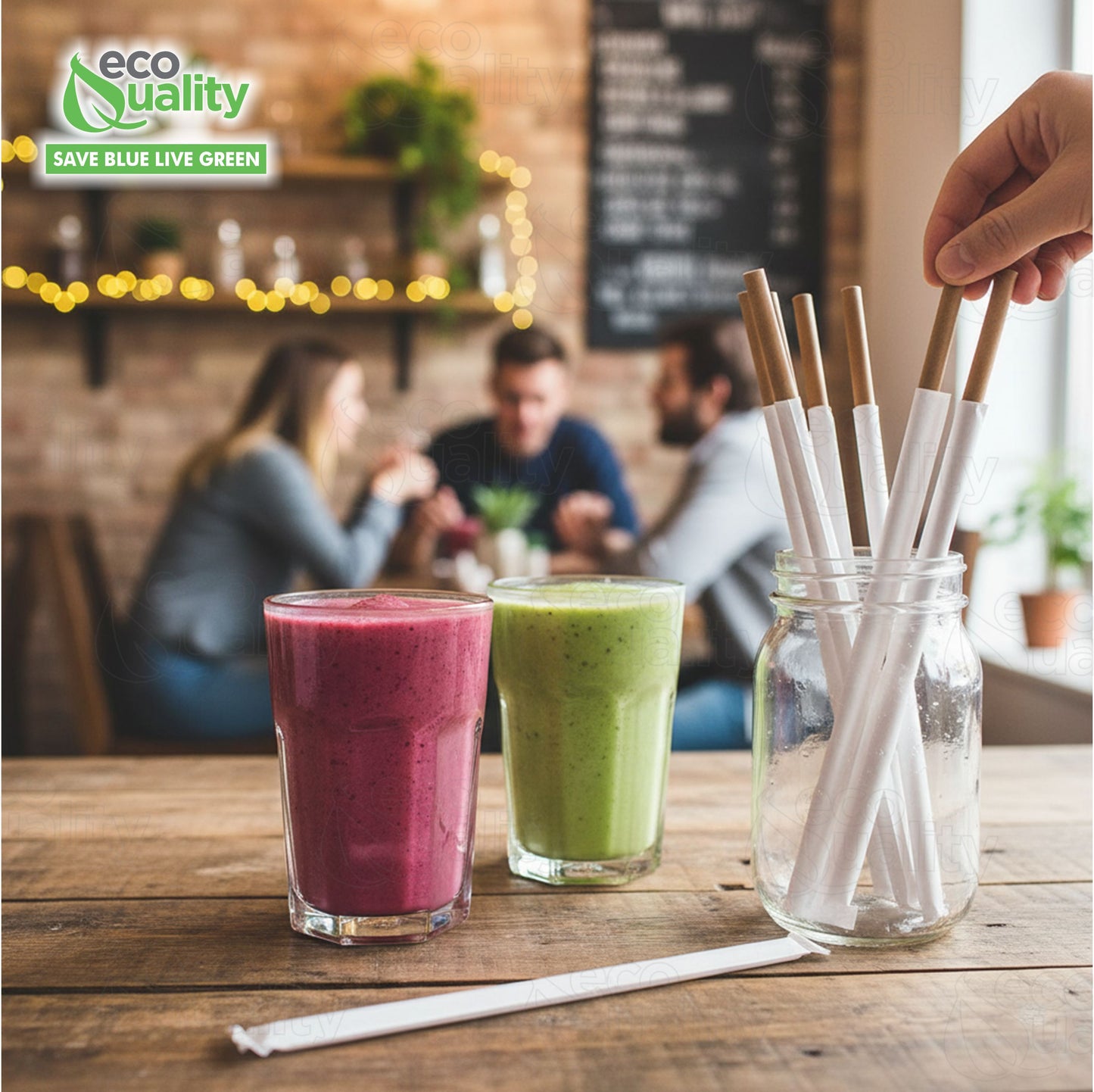 Wrapped Kraft Paper Smoothie Straws 0.3 Inch Wide, Biodegradable Brown Jumbo Durable Drinking Straws, Smoothies, Bubble Tea, Boba, Meal Prep, Shakes