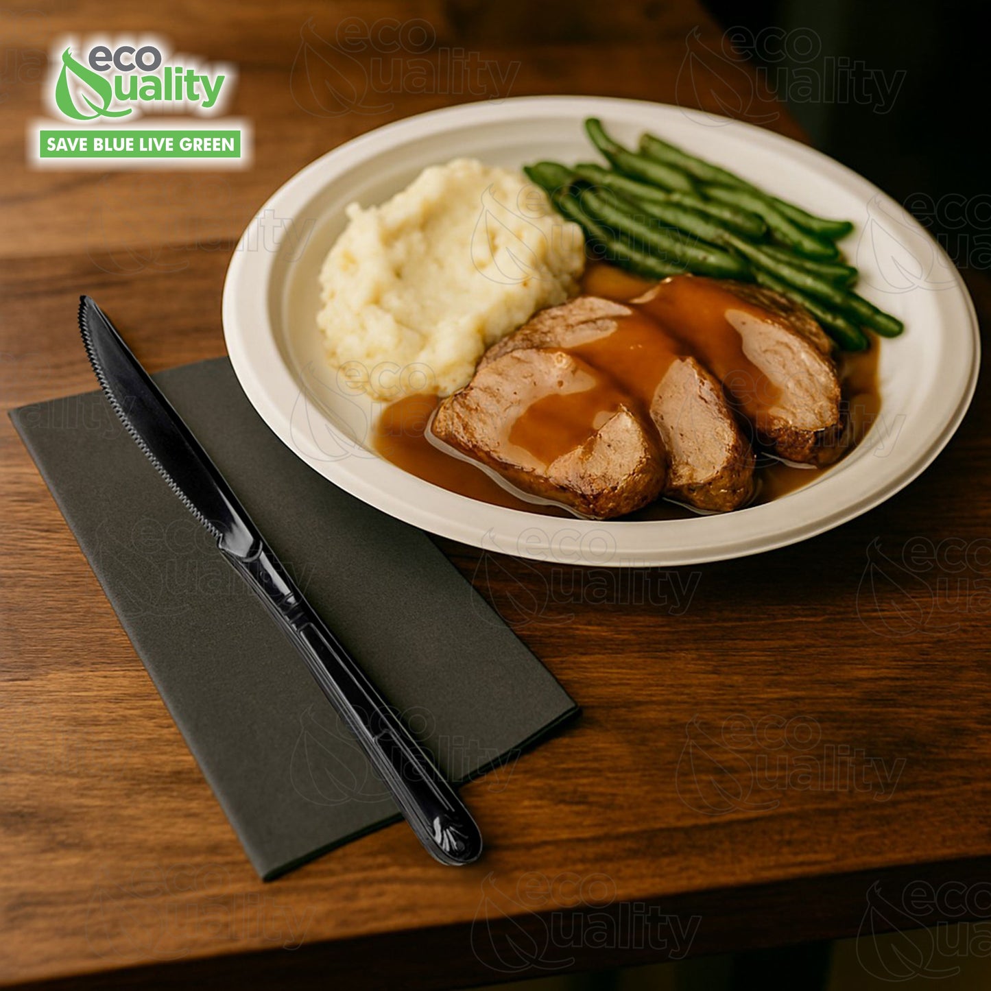 Disposable Plastic Heavy Weight Knives Black/White Unwrapped