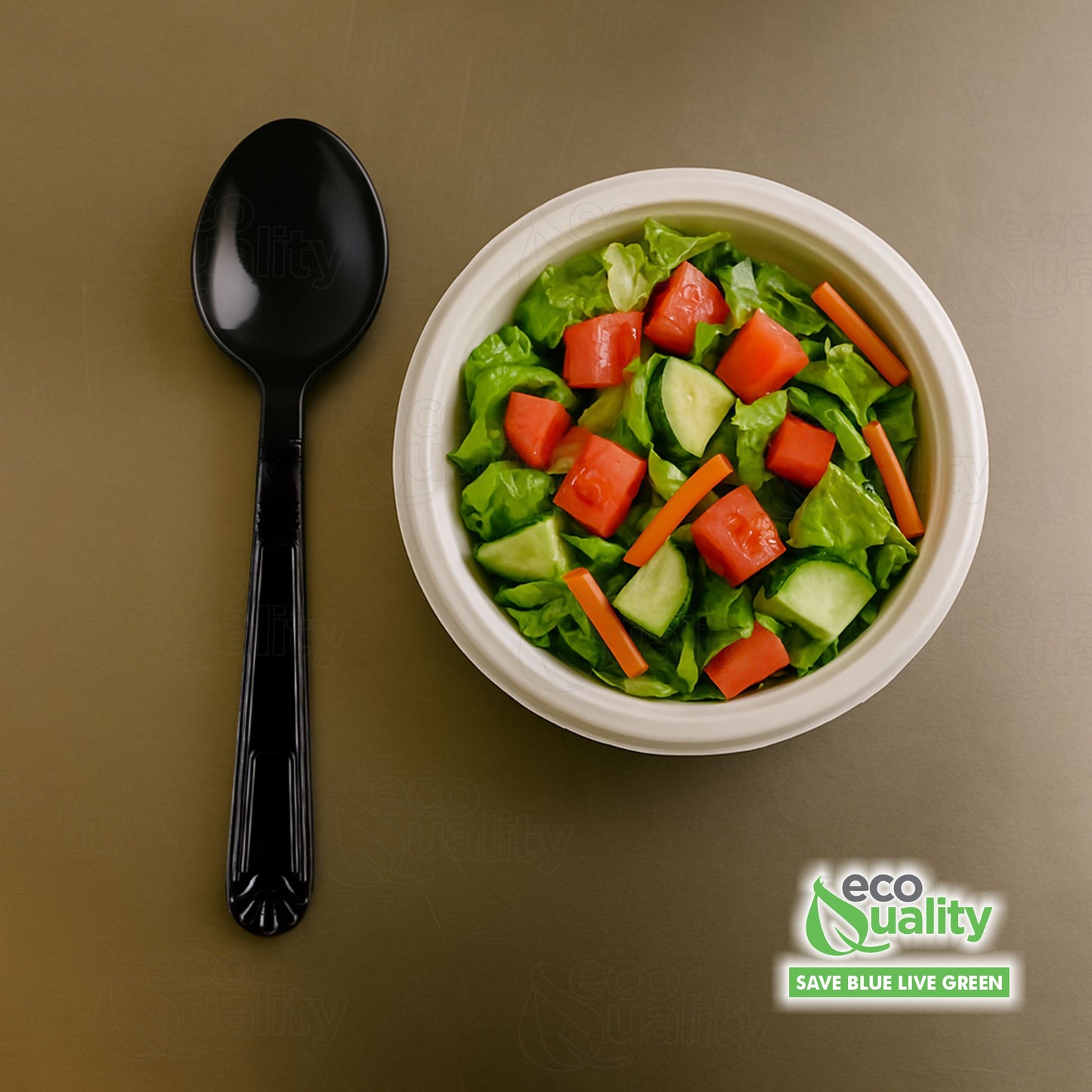 Disposable Plastic Heavy Weight Spoons Black/White Unwrapped