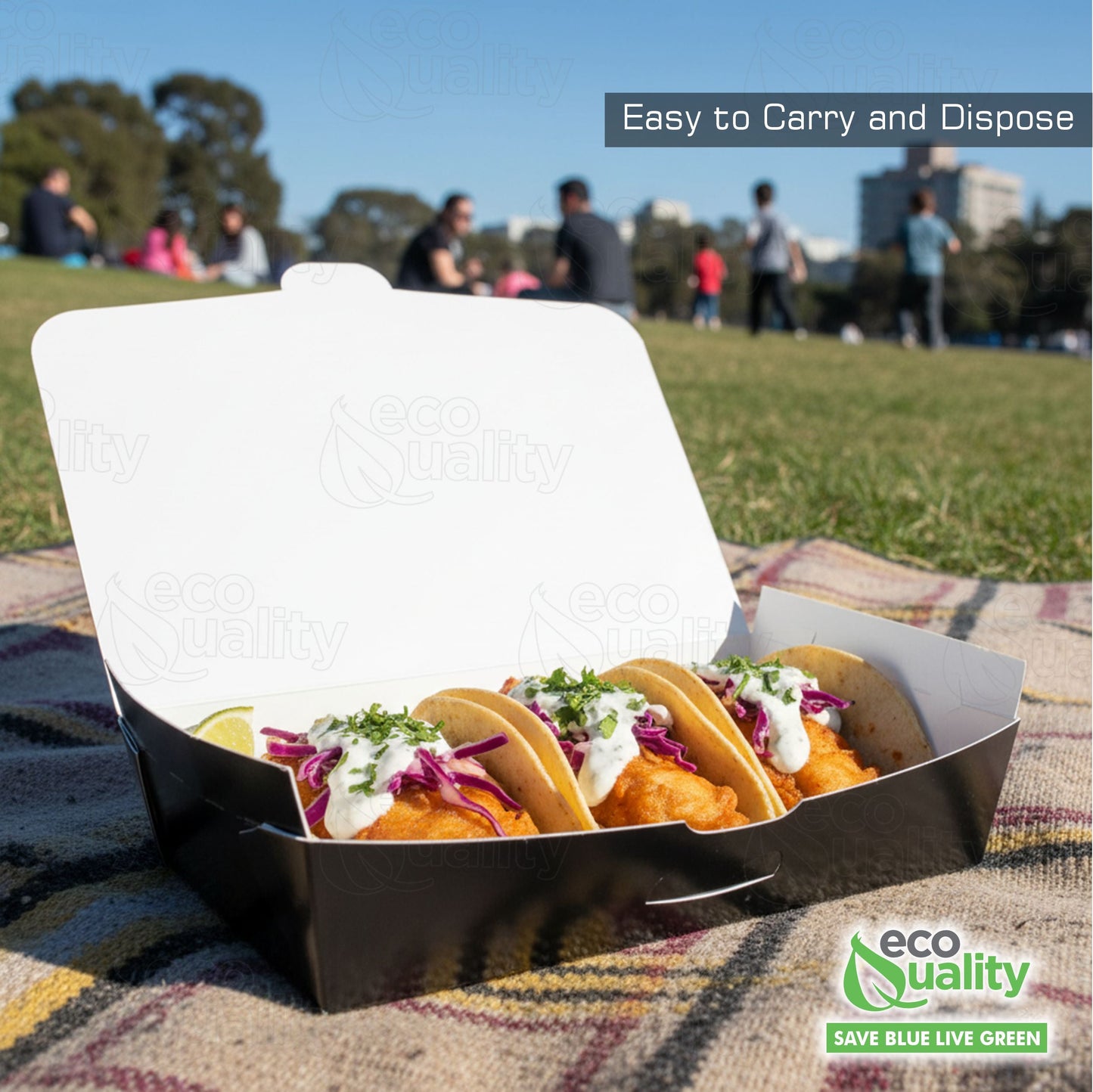 #2 Black Paper Take Out Food Containers with Closeable Lid