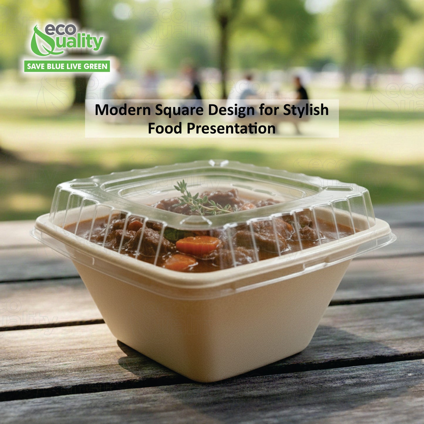 Eco Friendly Disposable Square Bowls Compostable Container with Dome Lids