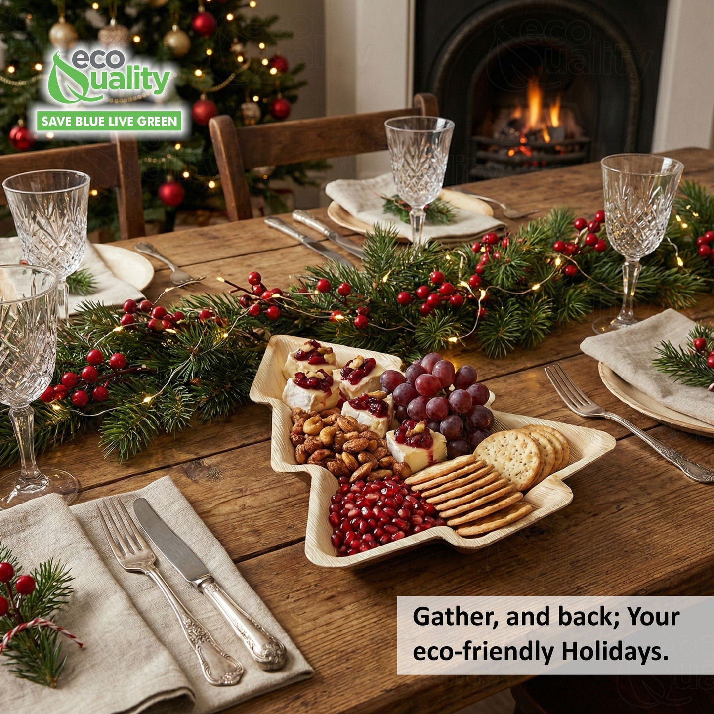 Christmas tree shaped palm leaf plates eco friendly disposable dinnerware