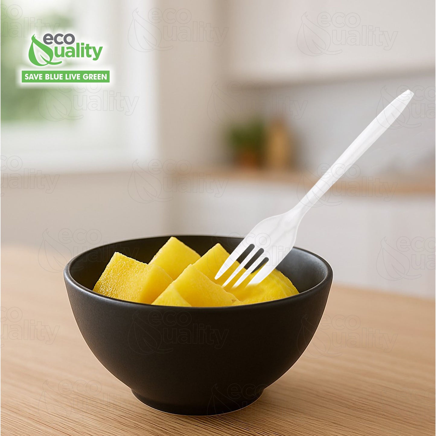 Disposable Plastic Cutlery Fork (1000 Count) Medium Weight White/Black Unwrapped - Great for Parties, Office, Lunch, Restaurants, Take-Out