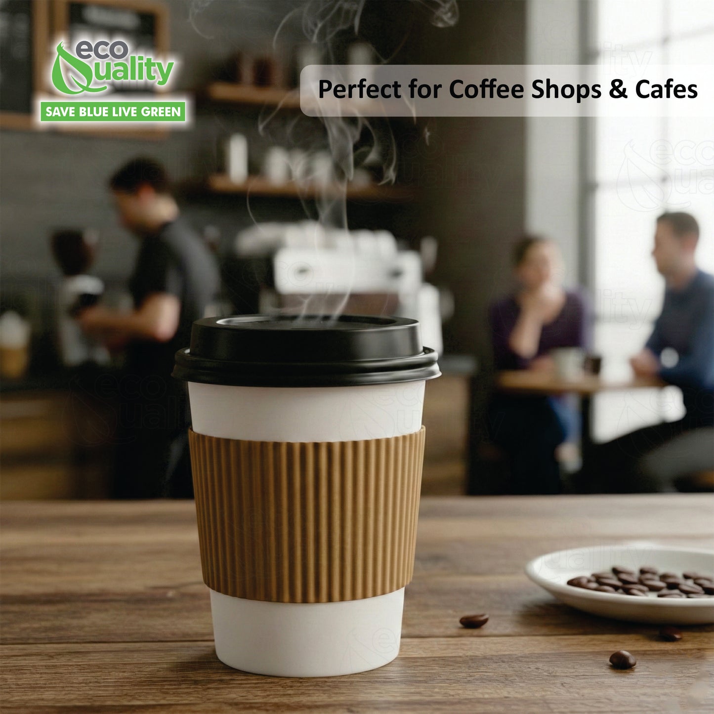 Disposable Travel Black Dome and White Dome Lids for Paper Hot Cups (10oz, 12oz, 16oz, 20oz)