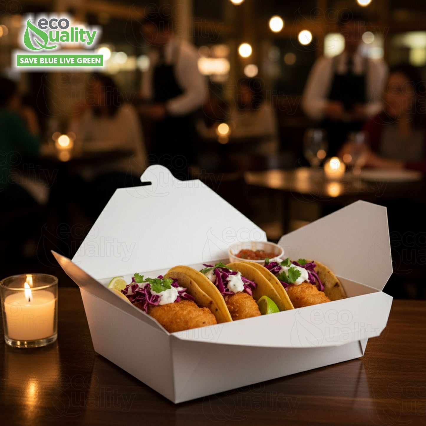 #3 White Paper Take Out Food Containers with Closeable Lid