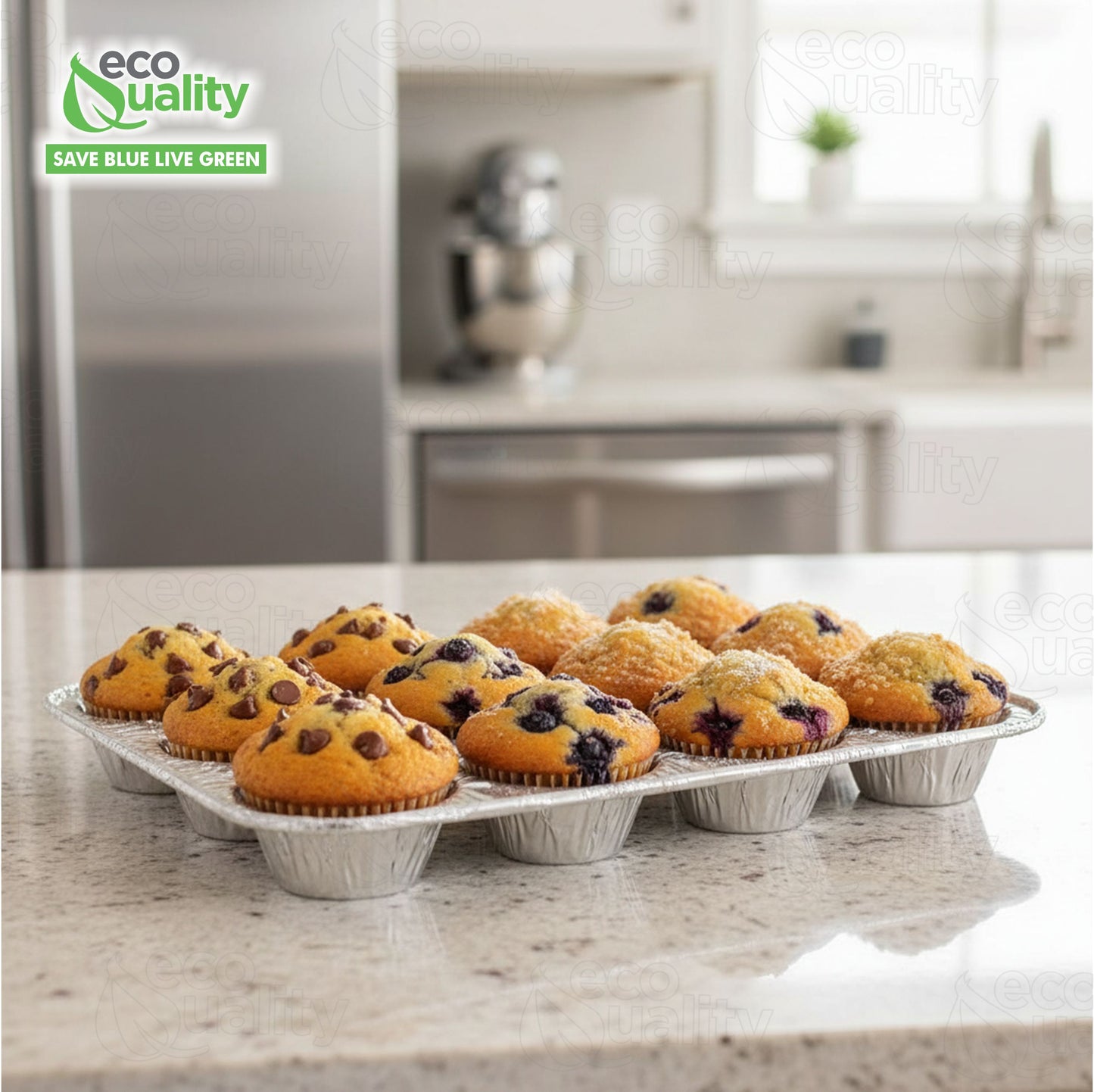 Aluminum 12-Cup Muffin Pan - Disposable Aluminum Cupcake Pans - Reusable, Recyclable - Muffin Tin Great for Baking Cupcakes, Muffins, Small Pies
