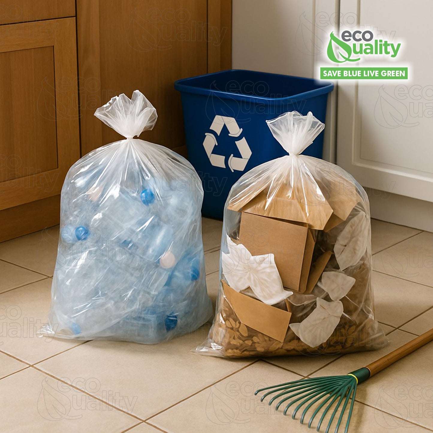 Plastic Strong Clear Recycling Trash Bags Wastebasket Receptacle Can Liner Large Heavy Duty Garbage Bags (13 gal, 30 gal, 39 gal, 46 gal, 50 gal, 58 gal)