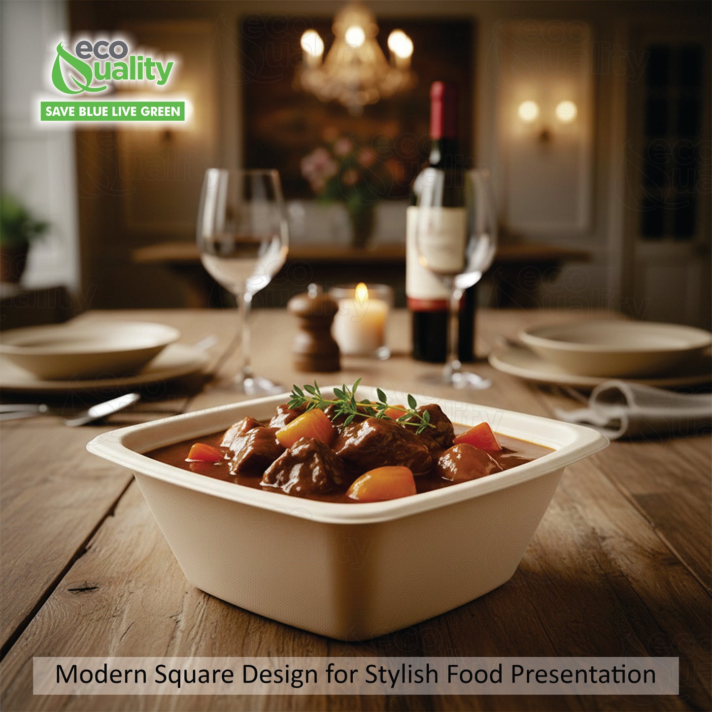 24oz Eco Friendly Disposable Square Bowls Compostable Container