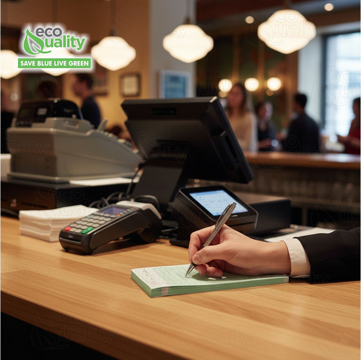 Green Guest Check Pads 2 Part Carbonless - 50 Pages per Server Pad - Notepad for Waiter, Waitress and Restaurants Server Book (4.2 x 7.2 inches)