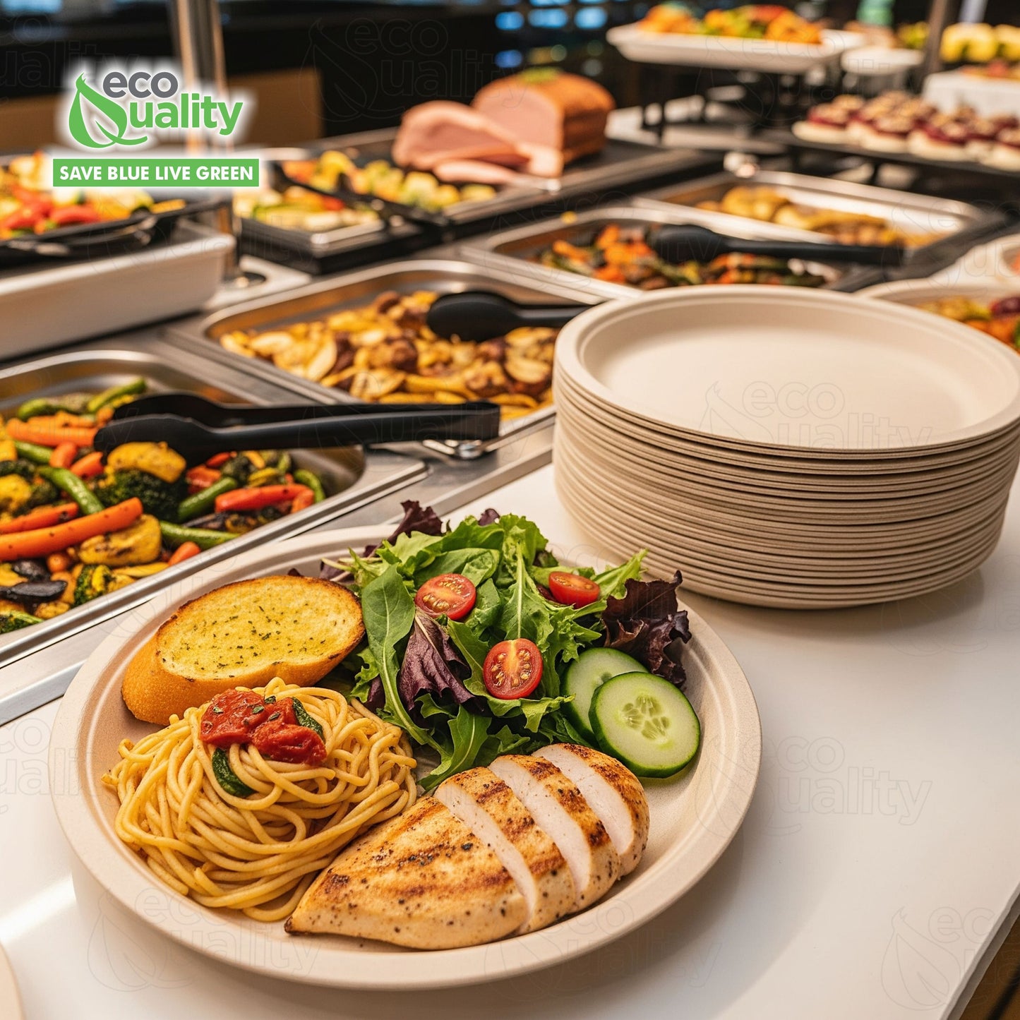 10 Inch Round White Compostable Fiber Plates
