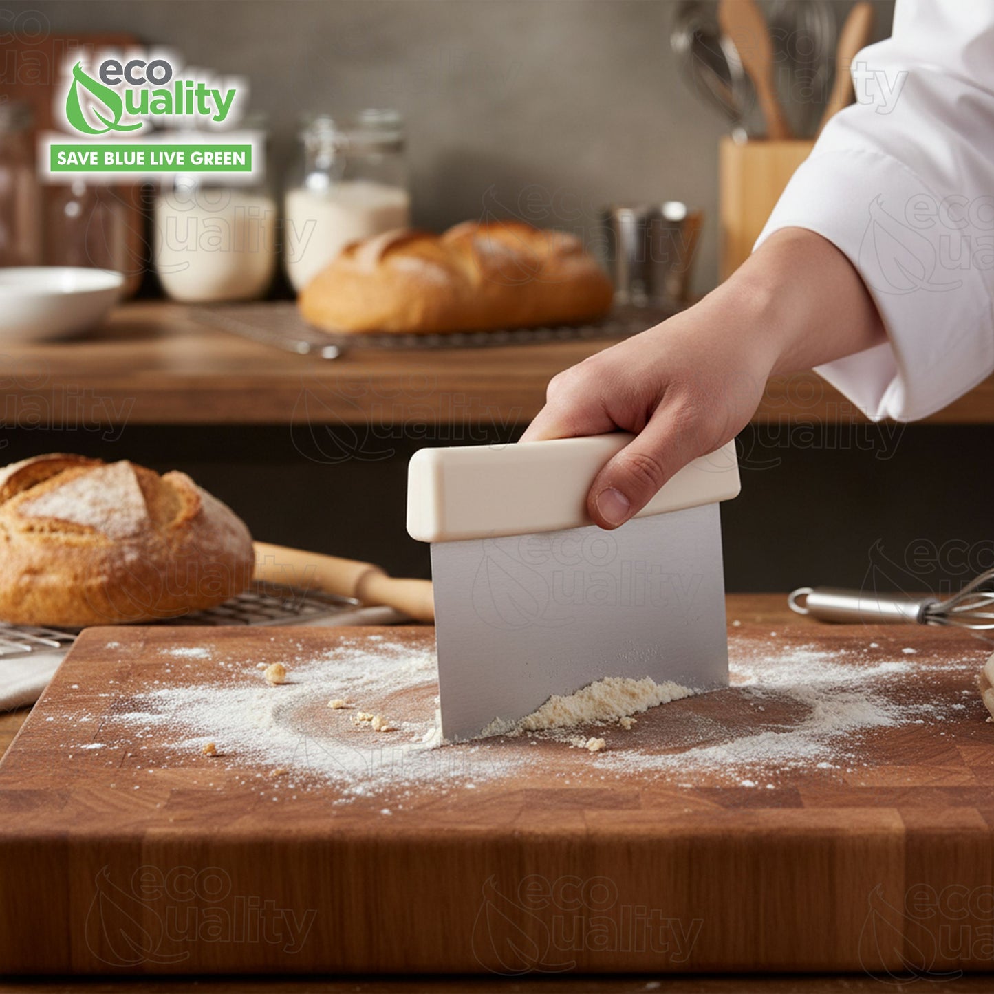 Dough Scraper 6" x 4", Polished Stainless Steel Blade, Plastic Handle
