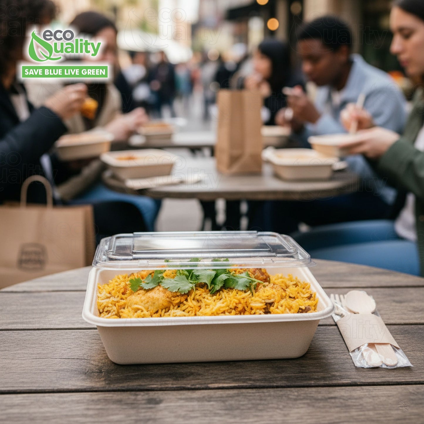 Compostable Rectangular Food Containers with Lids