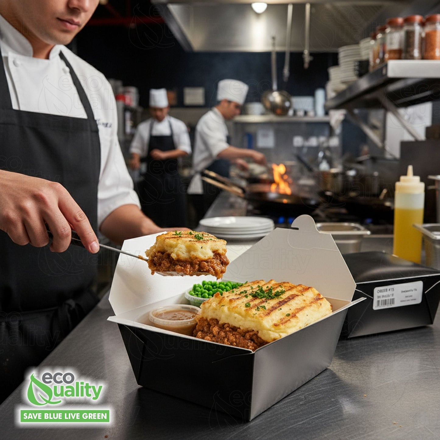 #4 Black Paper Take Out Food Containers with Closeable Lid