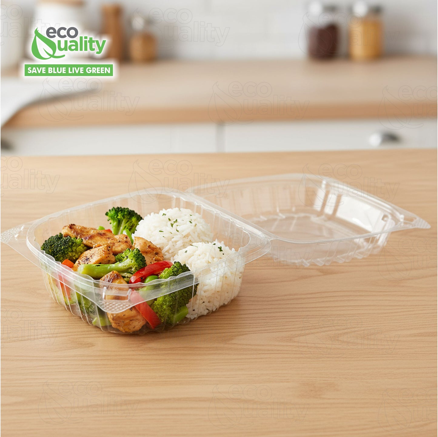 6" x 6" Clear Plastic Clamshell Take Out Food Container