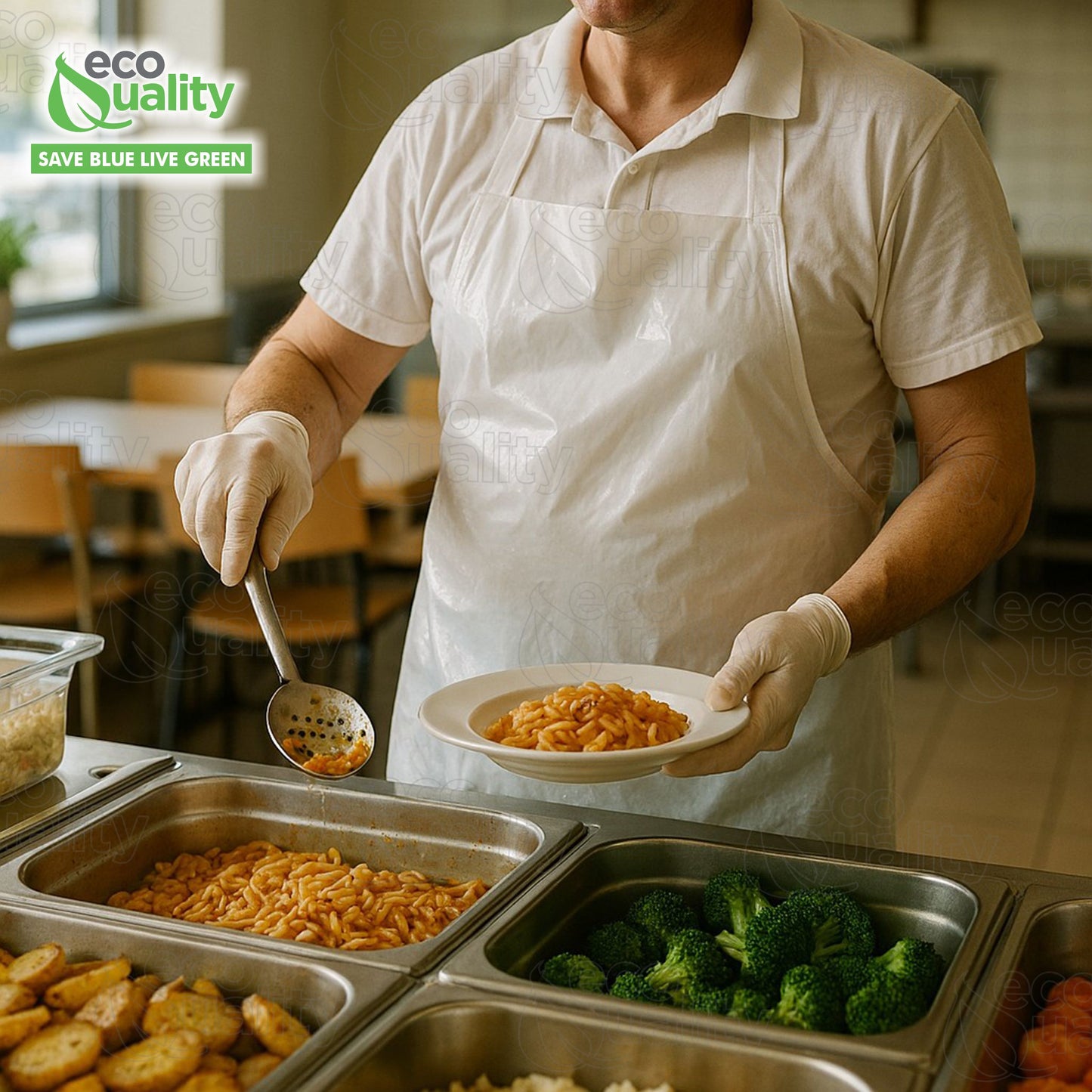 EcoQuality Disposable/Reusable White Plastic Aprons 28" x 46" Durable, Heavy, Waterproof Polyethylene, for Cooking, Painting, Gardening, Men & Women