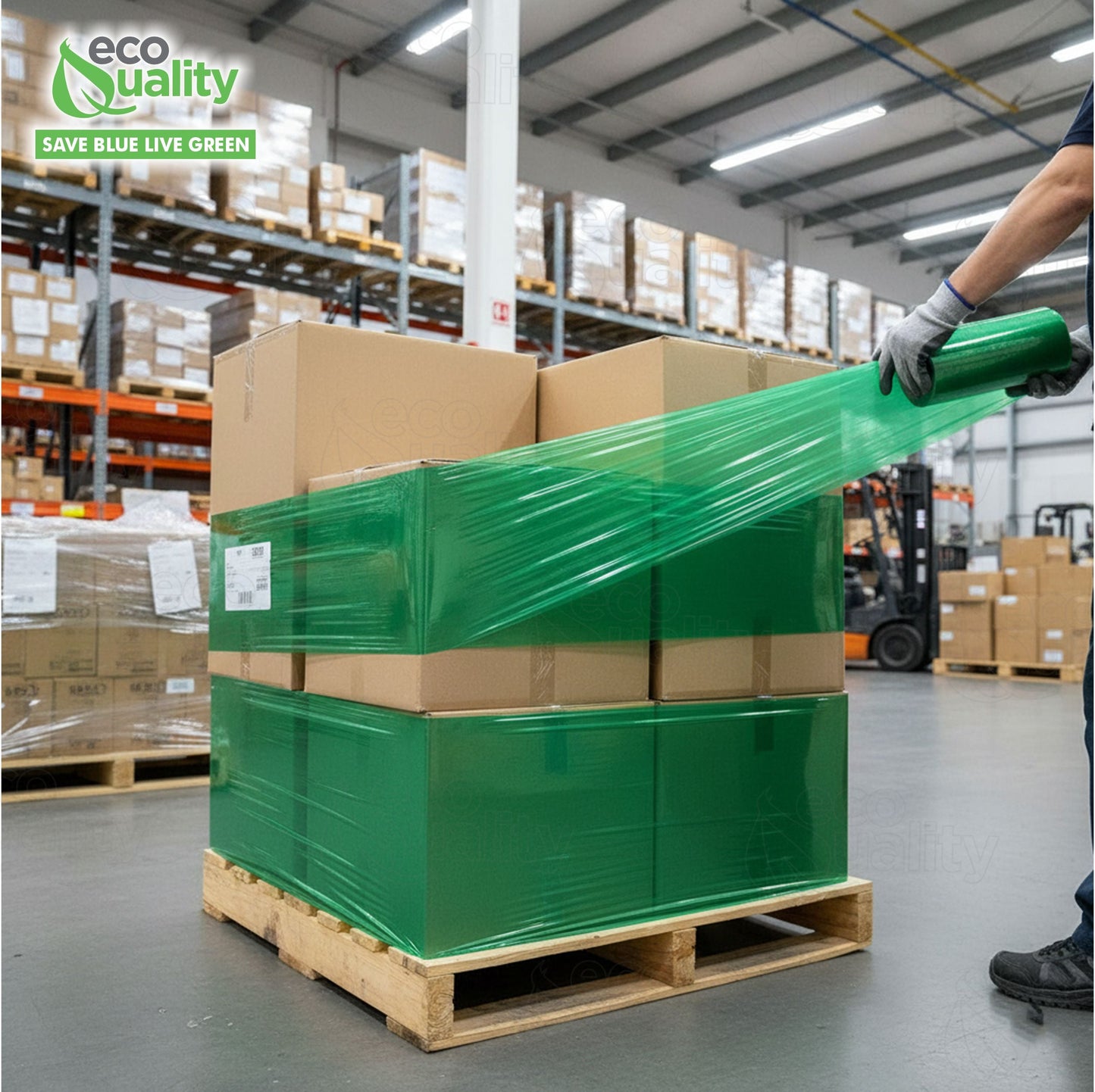 17 inch x 5000 Feet Green Produce Wrapping Plastic Film Roll