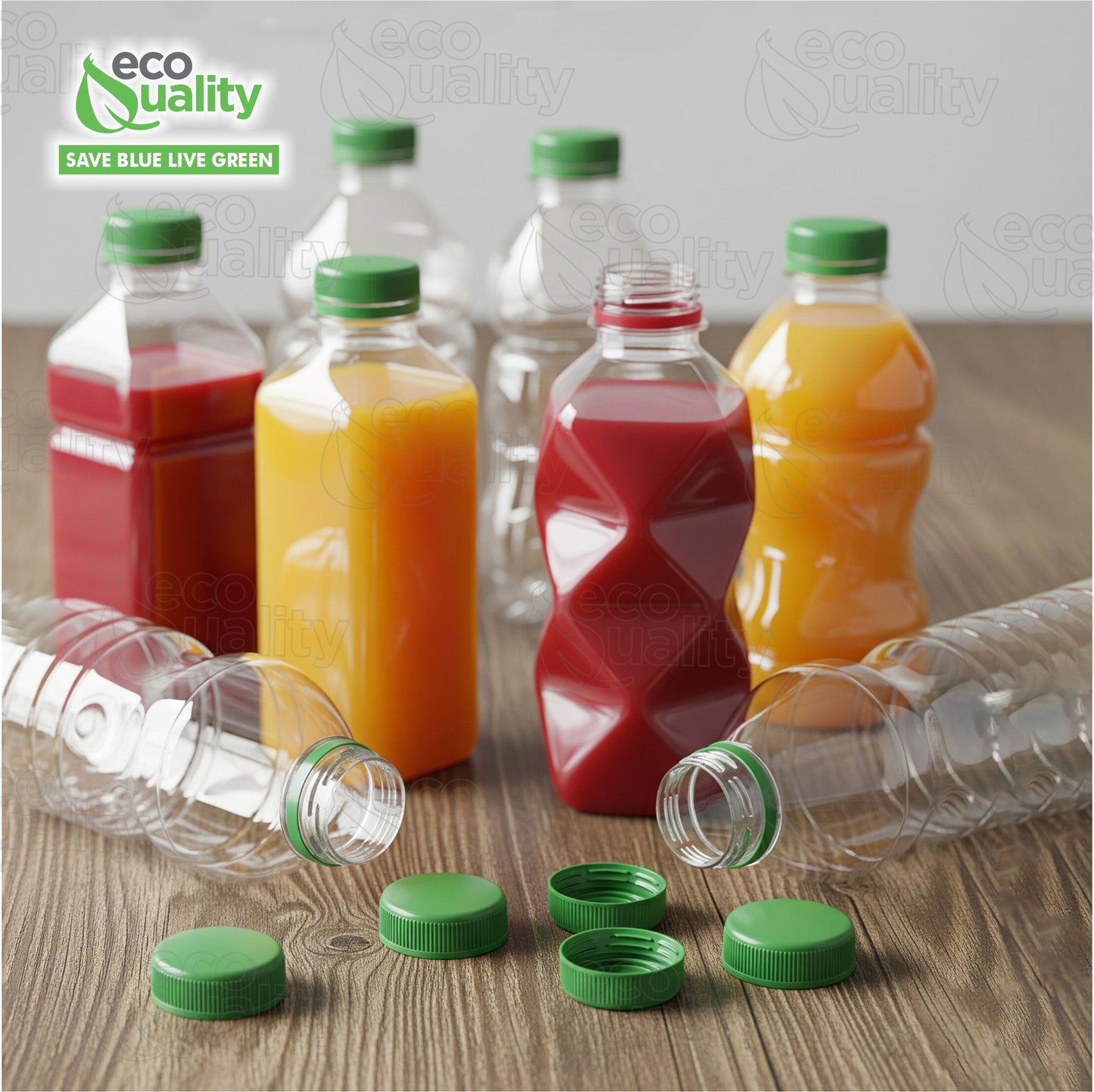 38MM Ratchet Caps and Lids for Plastic Juice Bottles For HDPE and Foggy Plastic Juice Bottles, Smoothie Bottles, Fresh Squeezed Juice Container (Blue, Green, Orange)