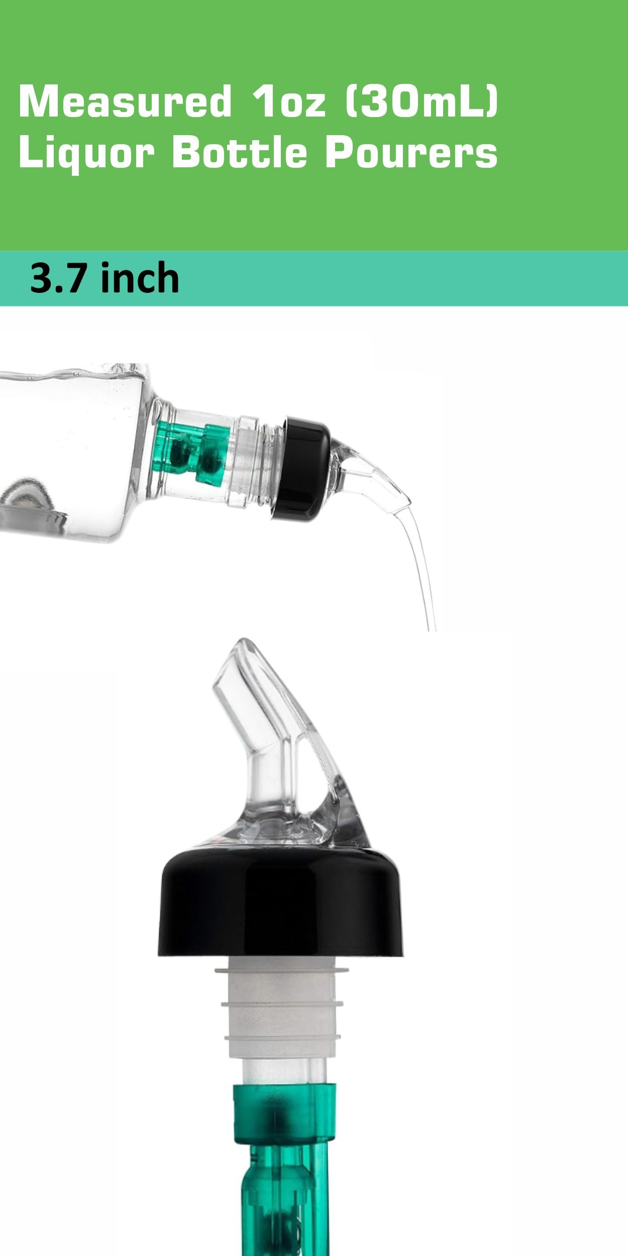 Liquor Measured Bottle Pourers - Collared Automatic Measured Bottle Pourer (0.5oz, 0.75oz, 1oz)