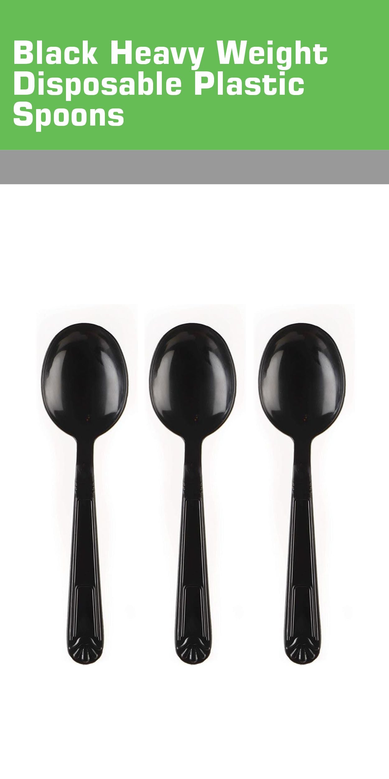 Disposable Plastic Heavy Weight Spoons Black/White Unwrapped