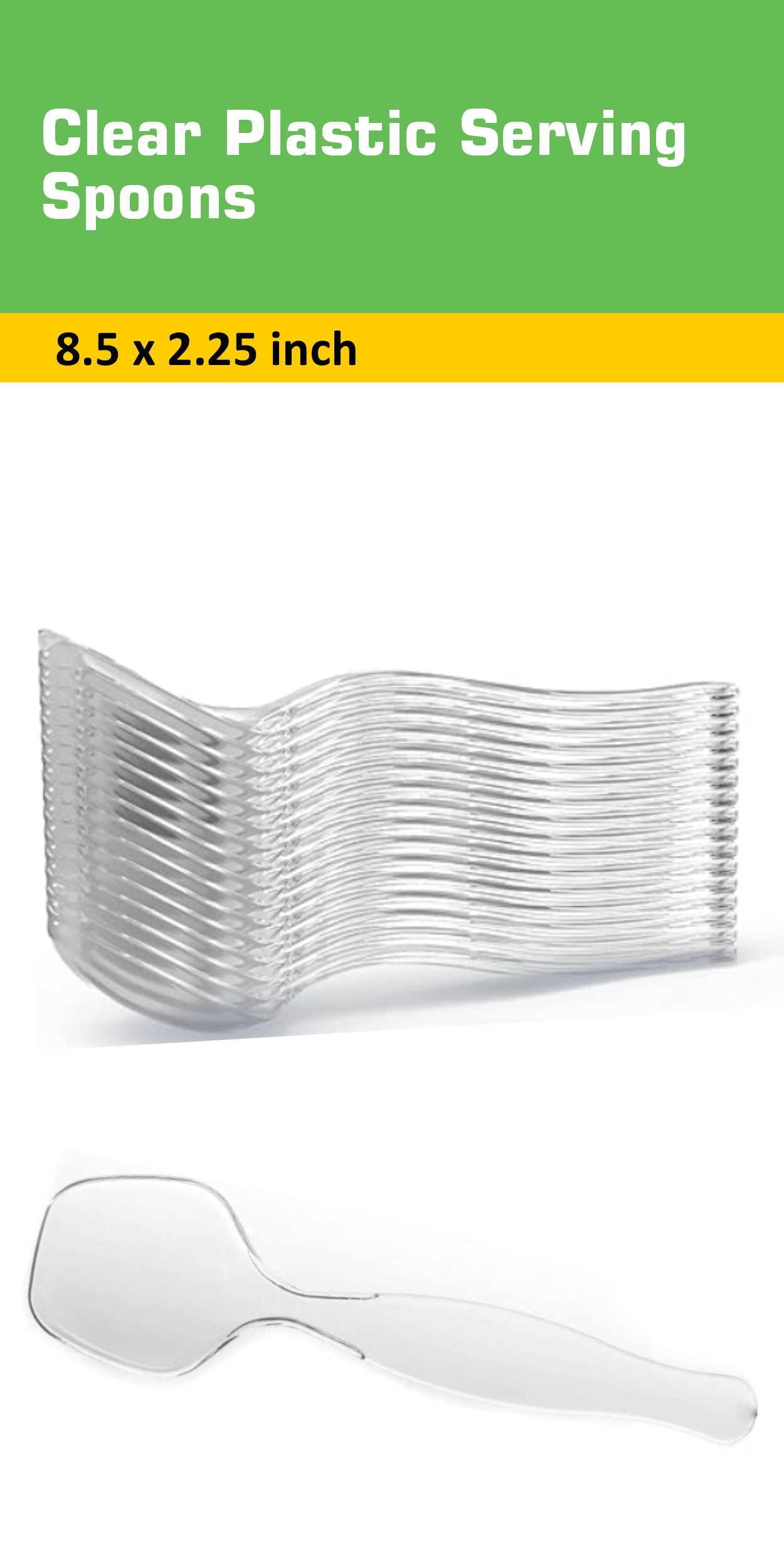 Disposable Plastic Clear Serving Spoons | Heavy Duty | Large 8.5