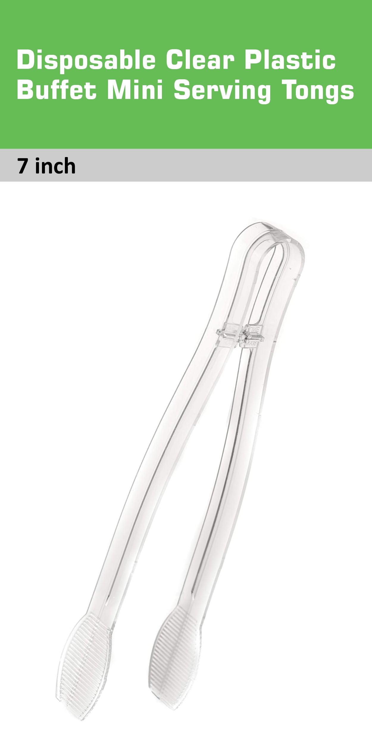 7" Heavy Duty Serving Tongs Clear