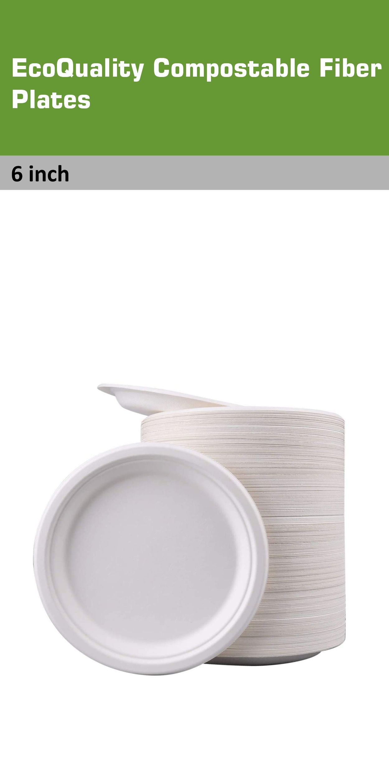EcoQuality Compostable 6" Fiber Plates