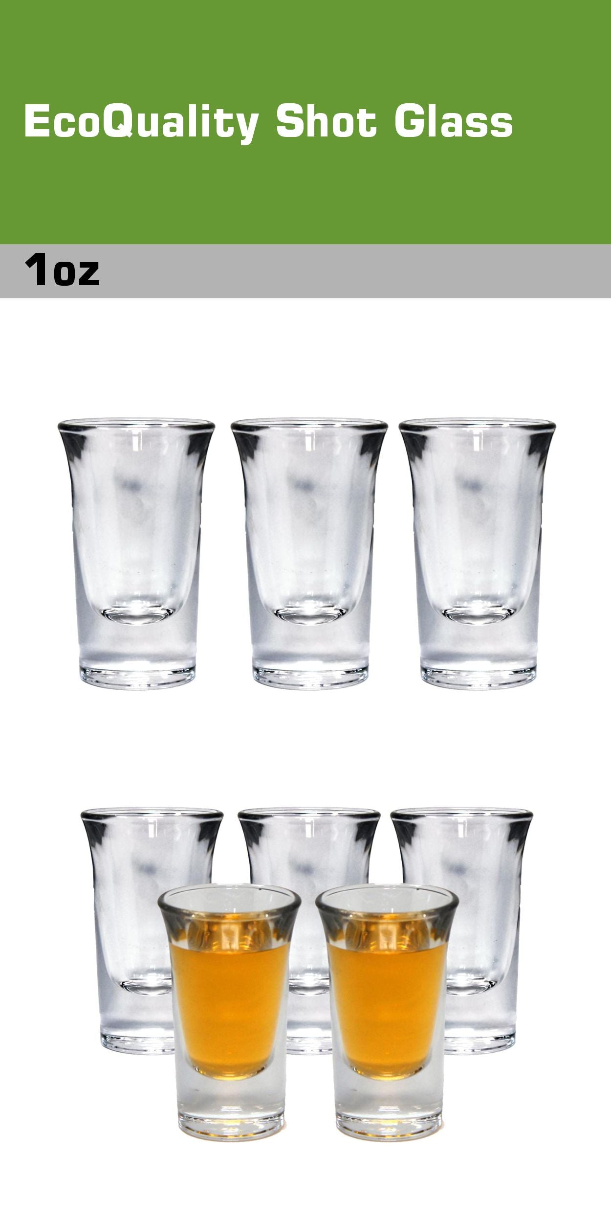 1 oz. Clear Tall Shot Whiskey Glasses