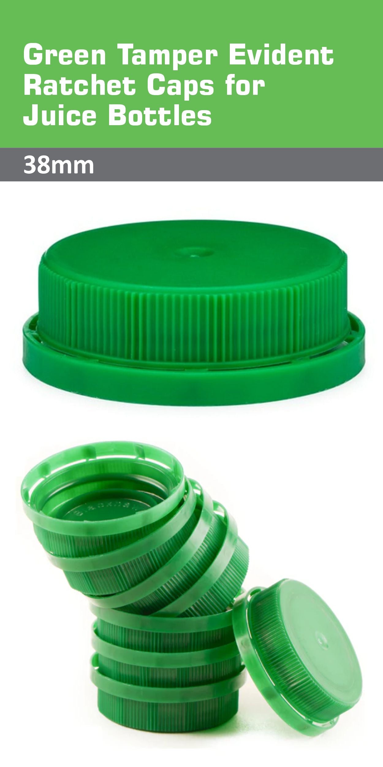 38MM Ratchet Caps and Lids for Plastic Juice Bottles For HDPE and Foggy Plastic Juice Bottles, Smoothie Bottles, Fresh Squeezed Juice Container (Blue, Green, Orange)