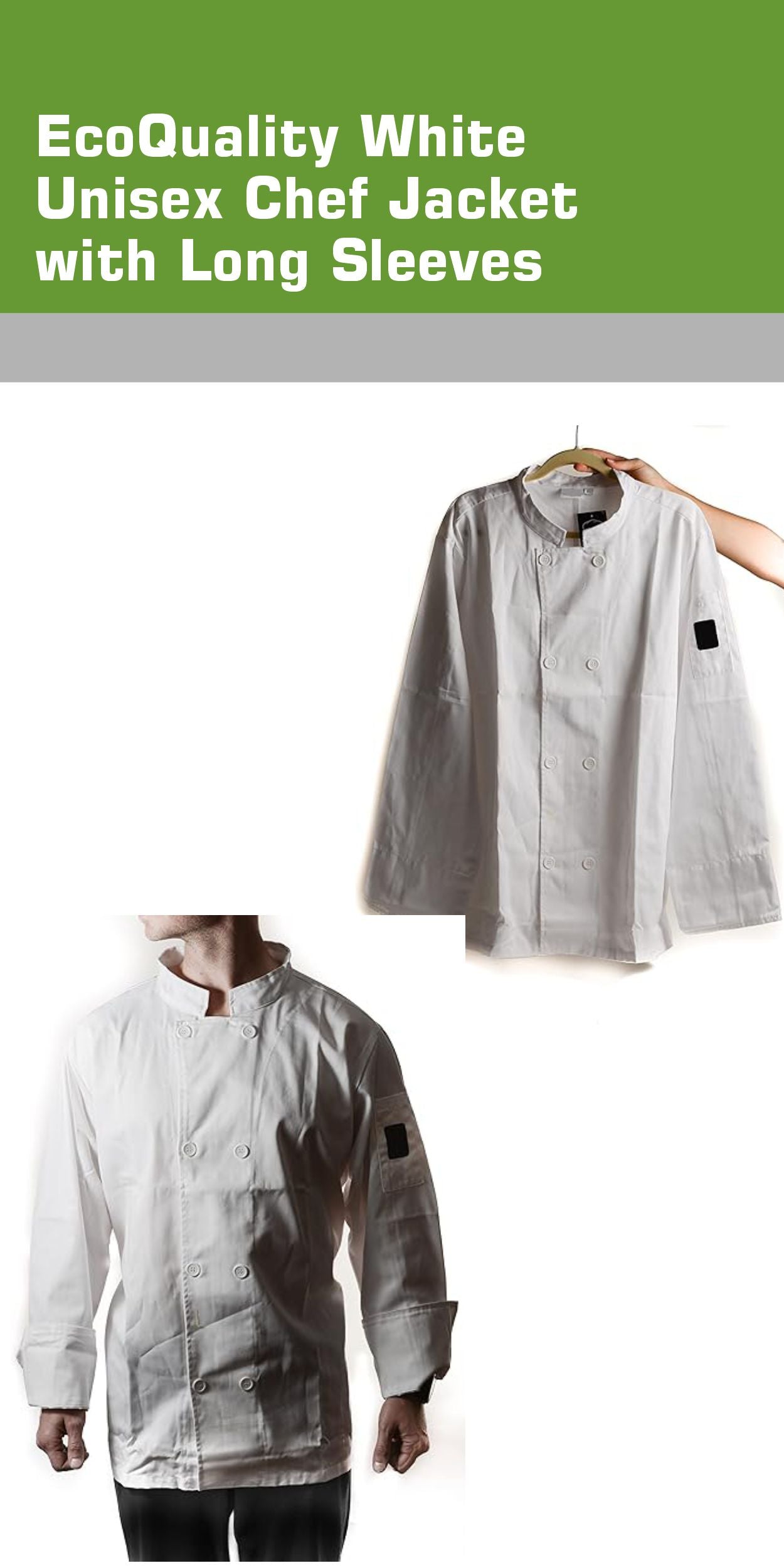 Unisex Chef Jacket Long Sleeves, Chef Coat - Restaurant Kitchen Chef Uniform Button Design